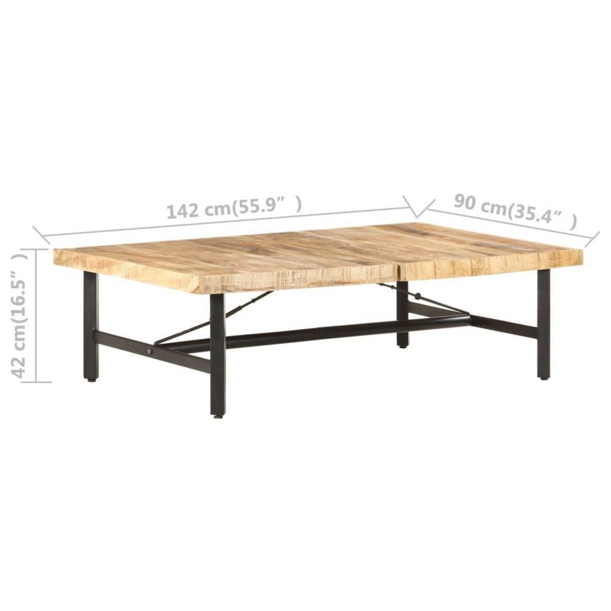 VIDAXL Table basse 142x90x42 cm Bois de manguier massif