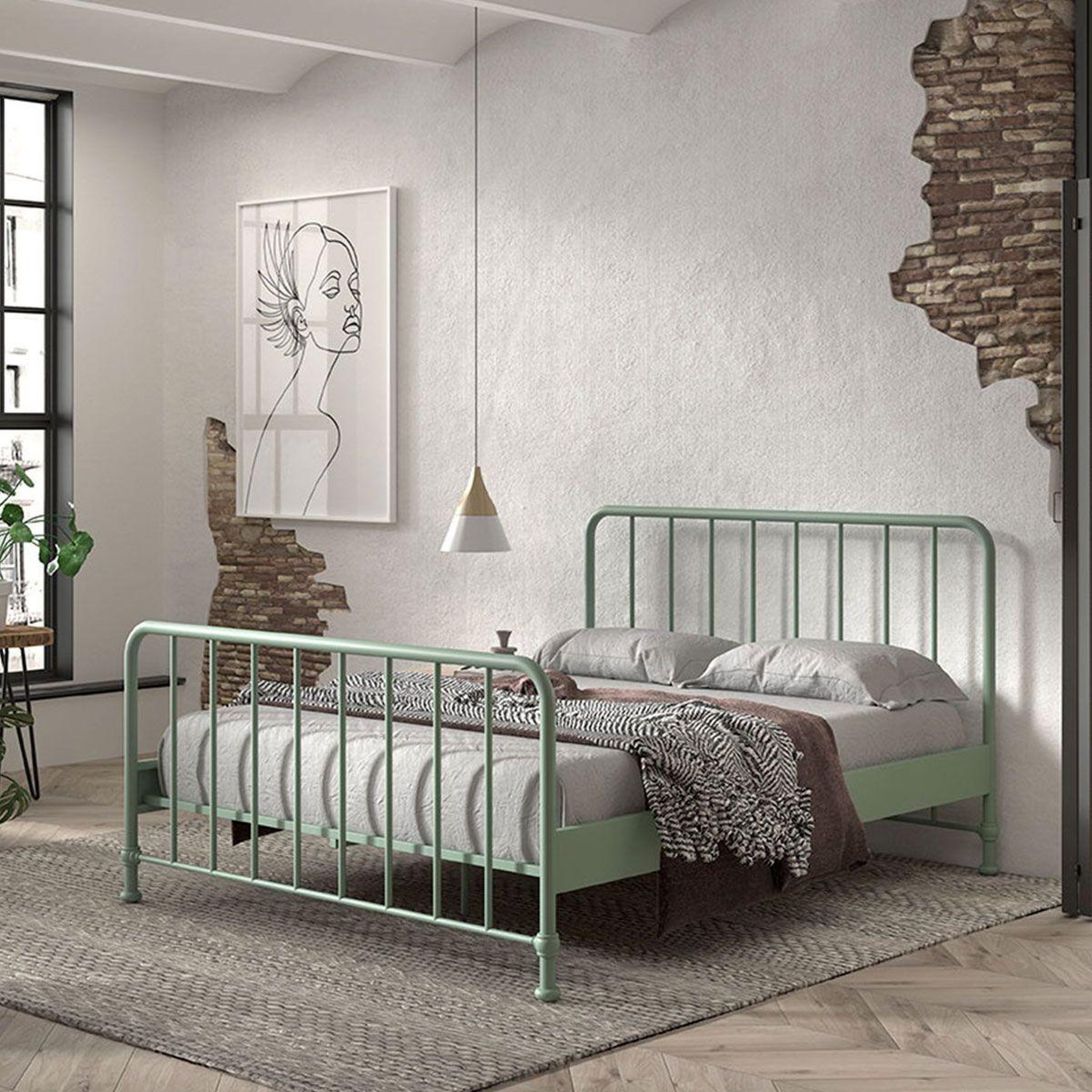 Voir la diapositive 3 : Paris Prix Lit adulte  bronxx  160x200cm vert