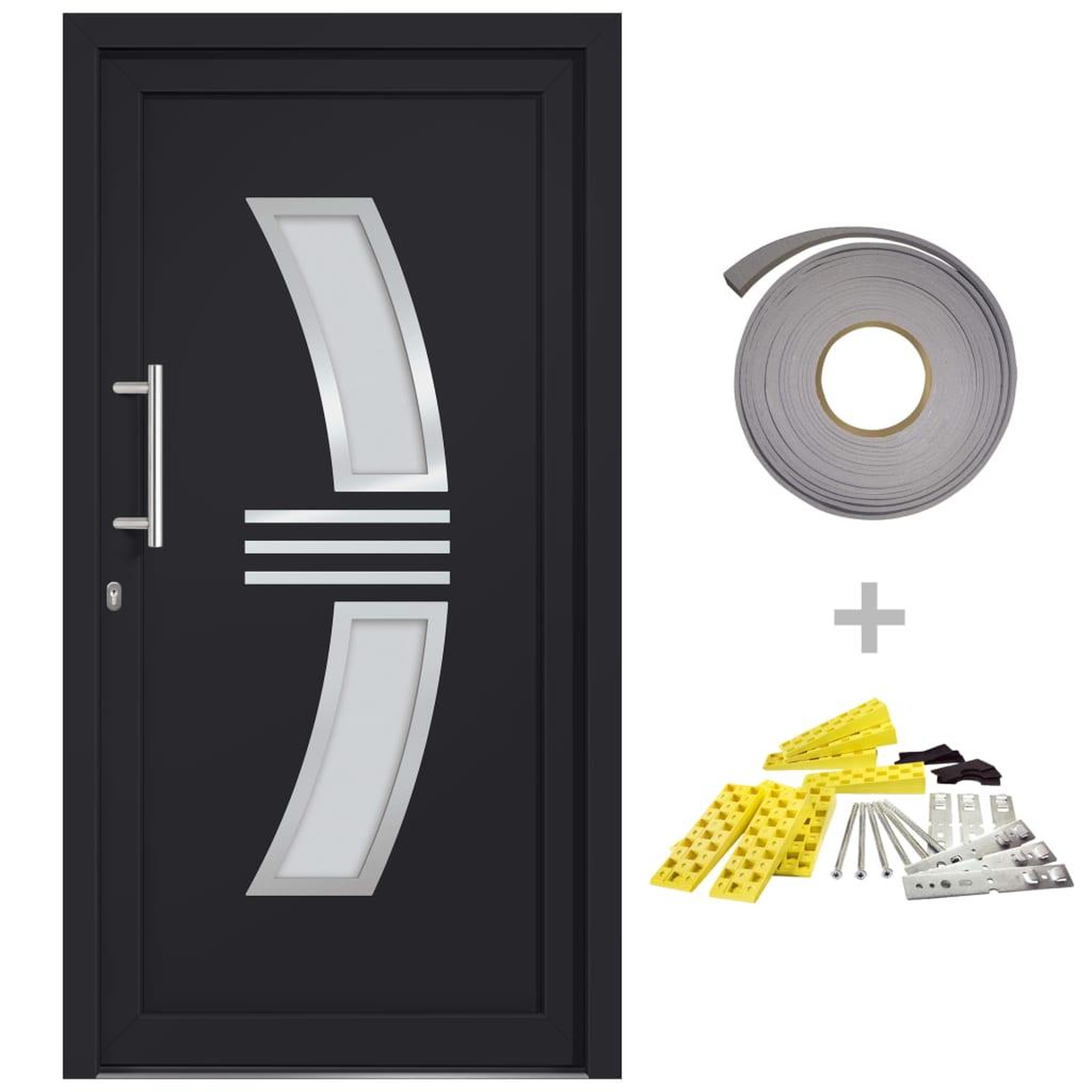 Voir la diapositive 2 : VIDAXL Porte d'entree Anthracite 88x200 cm