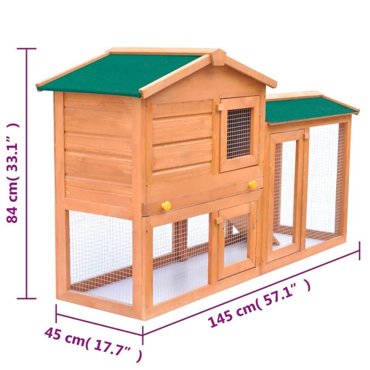 VIDAXL Clapier large d'exterieur pour petits animaux de compagnie Bois