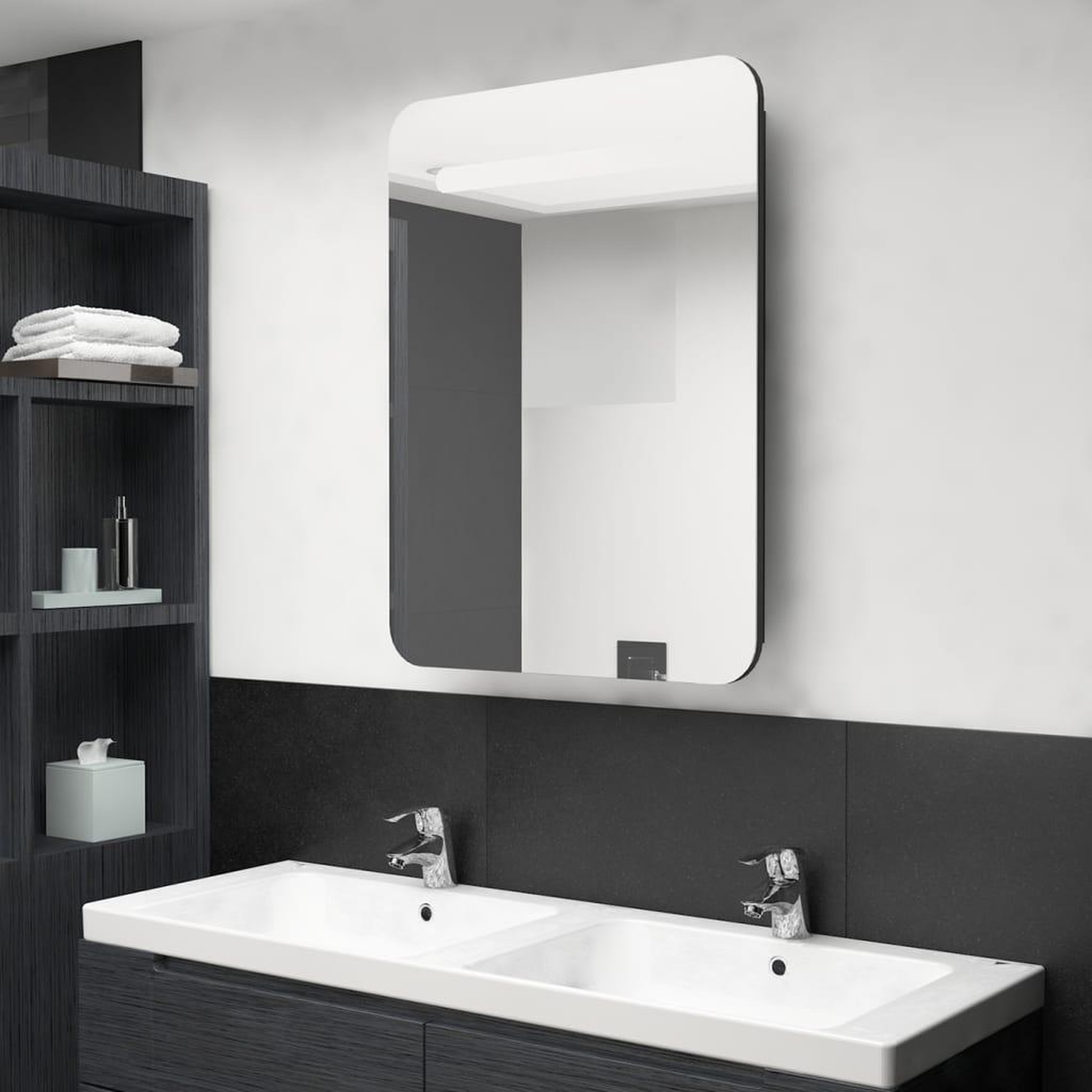 VIDAXL Armoire de salle de bain a miroir LED noir 60x11x80 cm