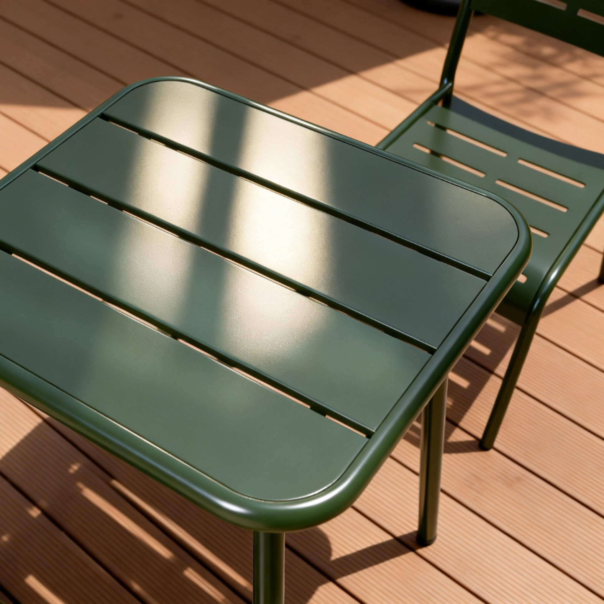 Voir la diapositive 5 : CONCEPT USINE Table carrée 2 places 50x50cm vert bergame