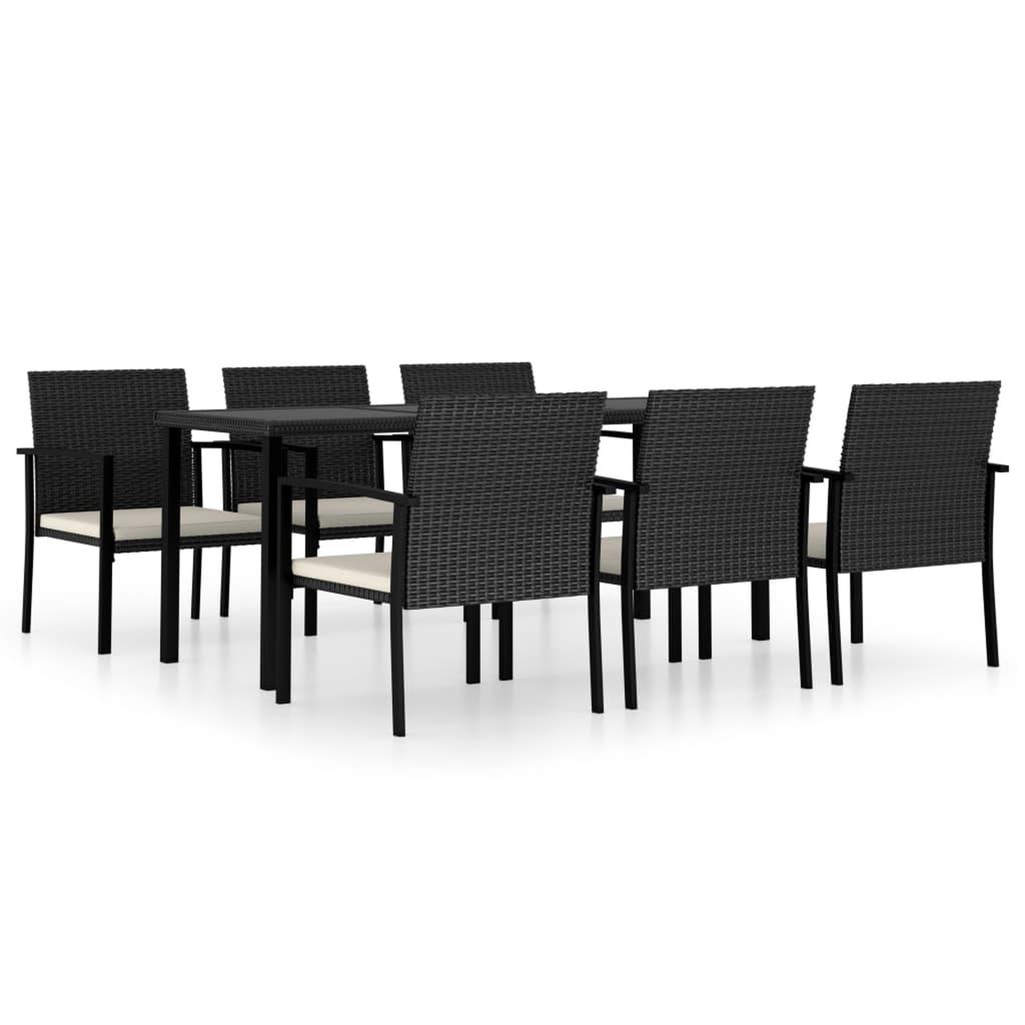 Voir la diapositive 2 : VIDAXL Ensemble a manger de jardin 7 pcs Resine tressee Noir