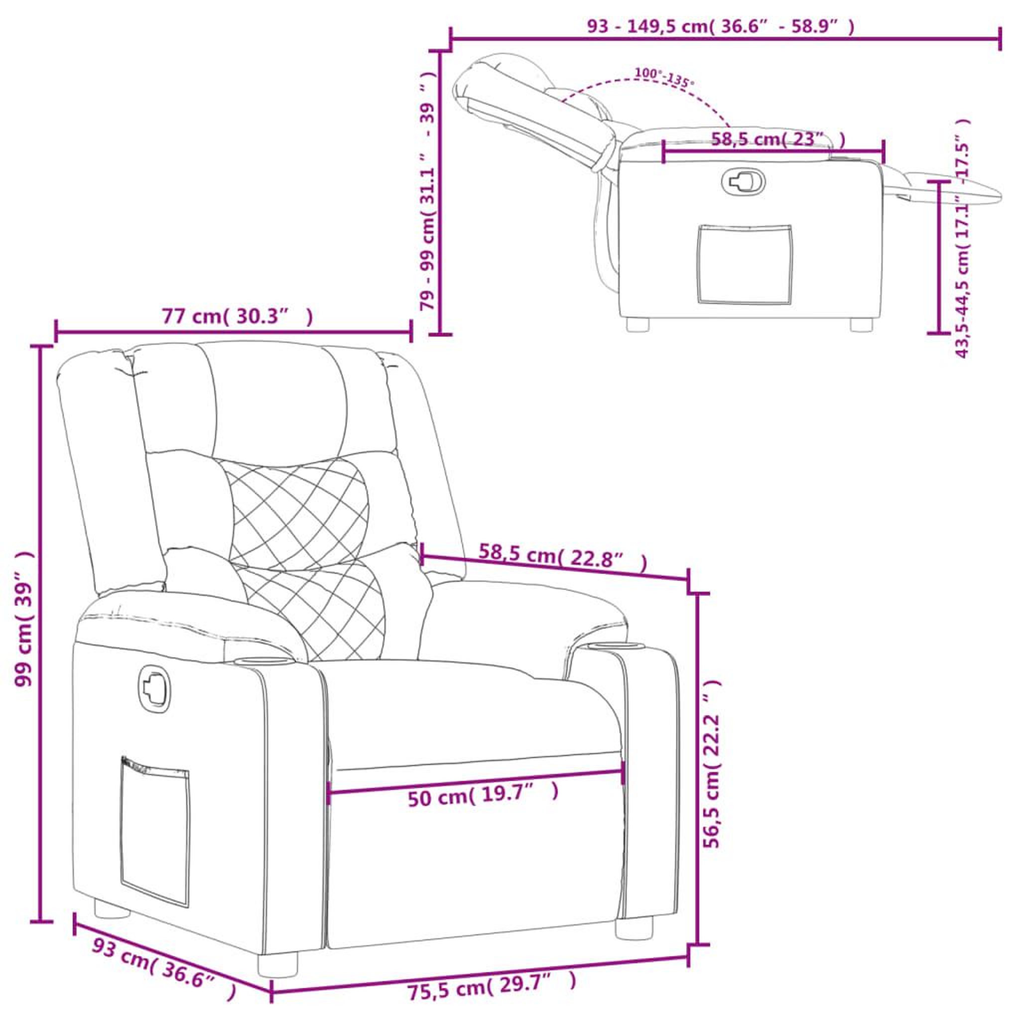 Voir la diapositive 6 : VIDAXL Fauteuil inclinable Noir Tissu