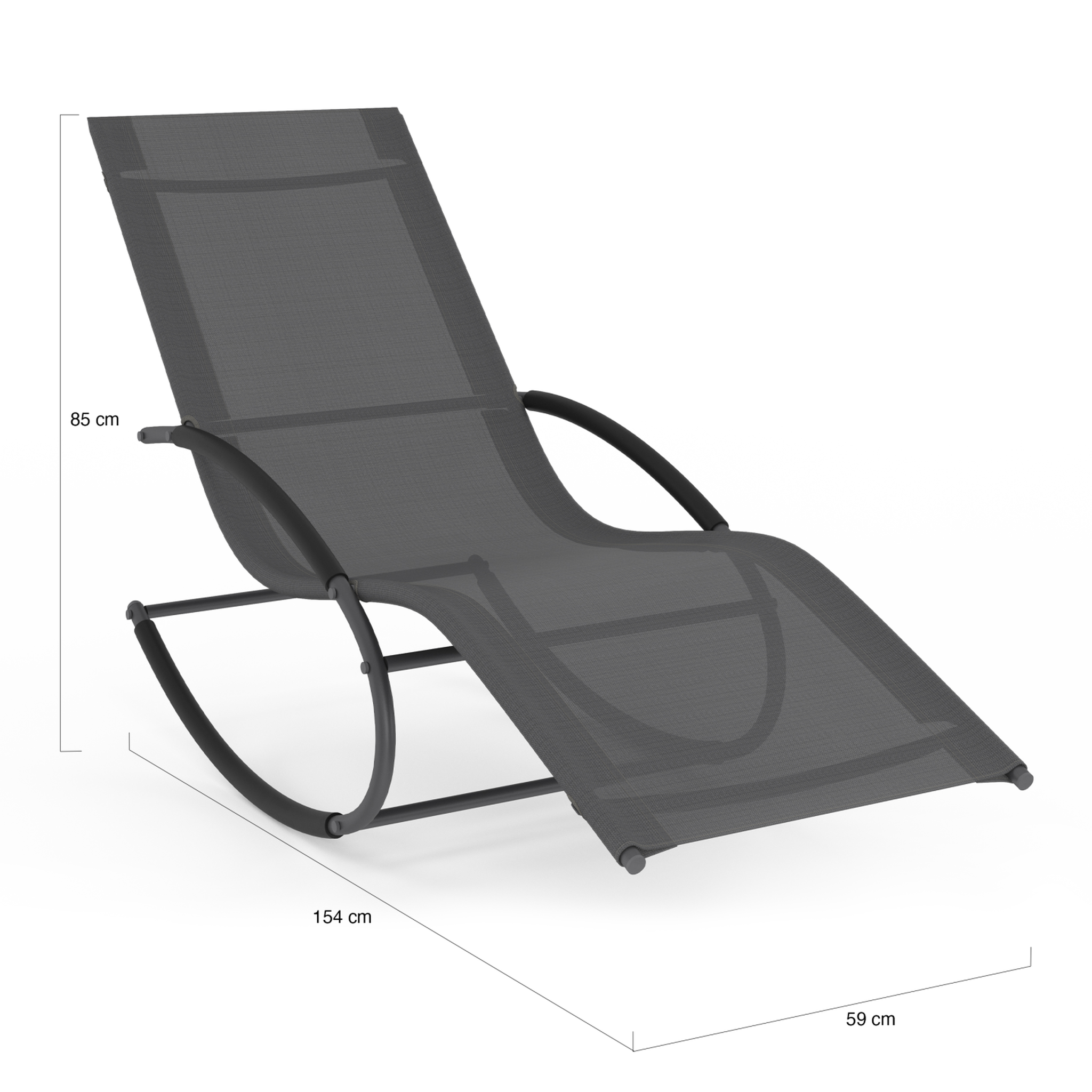Voir la diapositive 4 : ID MARKET Lot de 2 chaises longues - transat de jardin à bascule MALAWI gris anthracite et toile grise