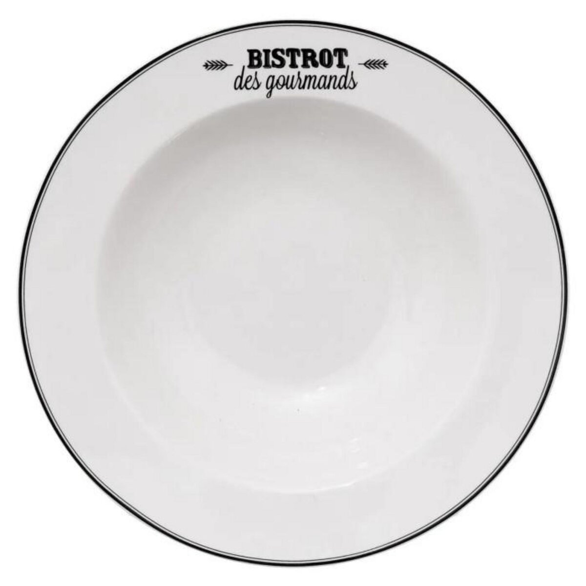 SECRET DE GOURMET Lot de 6 Assiettes à Pâtes  Bistrot  27cm Blanc