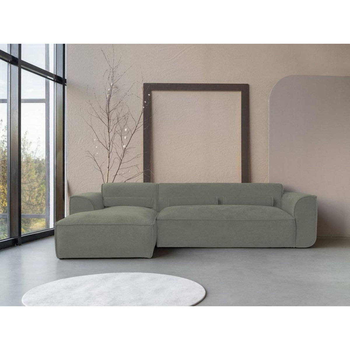 BEST MOBILIER Felix - canapé modulable d'angle gauche 4 places en tissu texturé