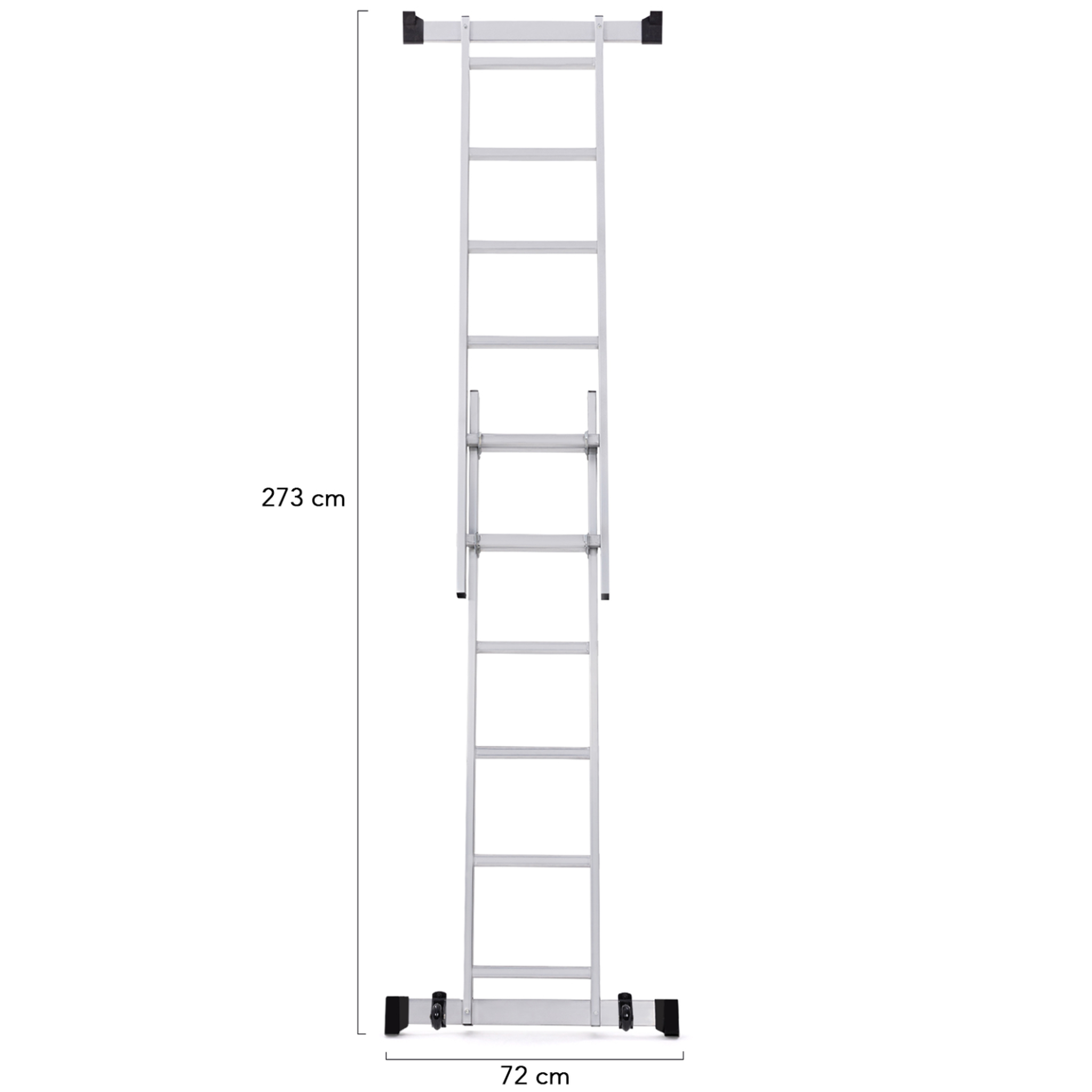 Voir la diapositive 6 : ID MARKET Échafaudage aluminium échelle multifonction avec plateforme modulable sur roues, hauteur 165 cm