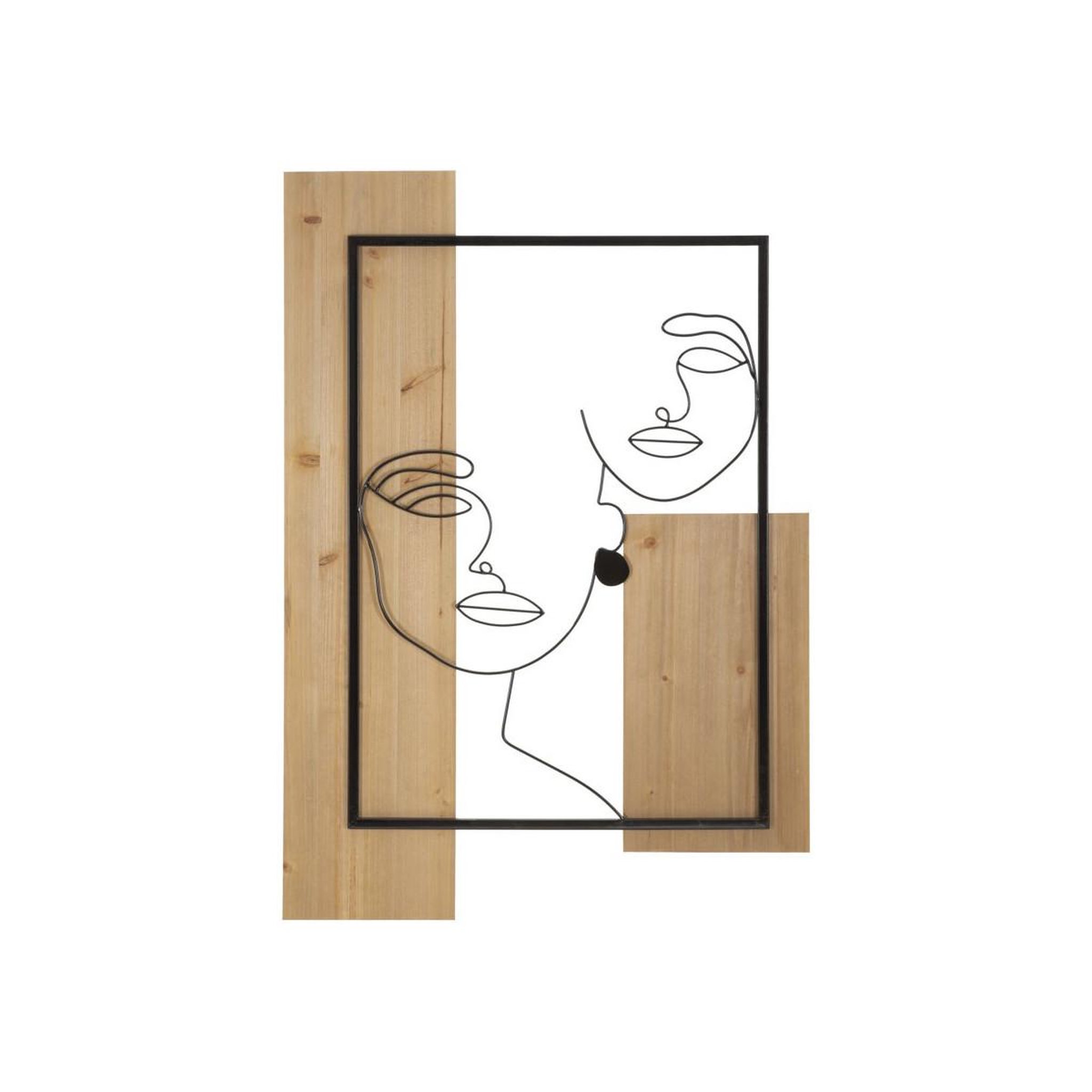 Paris Prix Décoration murale encadrée  2 visages  90cm noir & naturel