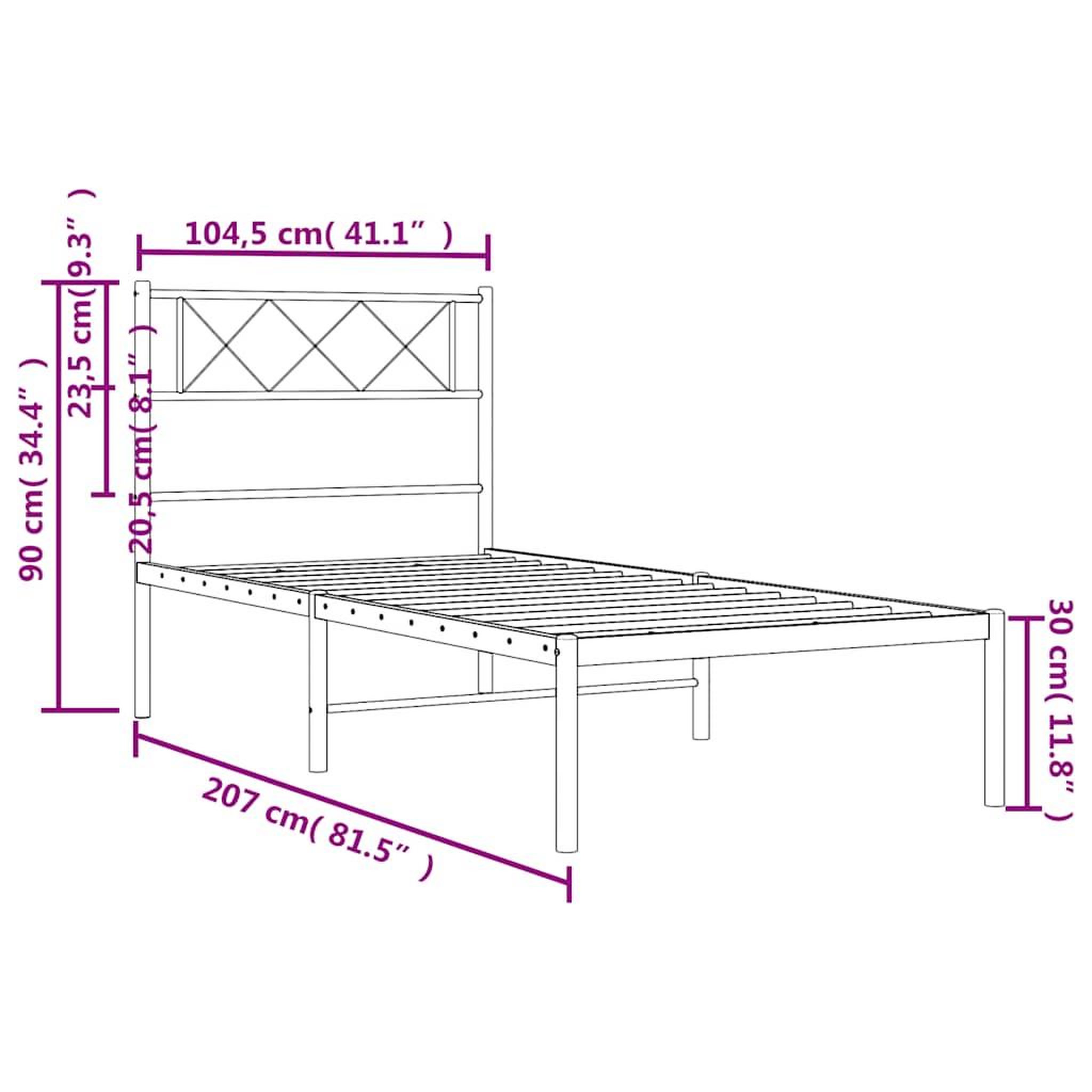 Voir la diapositive 6 : VIDAXL Cadre de lit metal sans matelas avec tete de lit noir 100x200cm