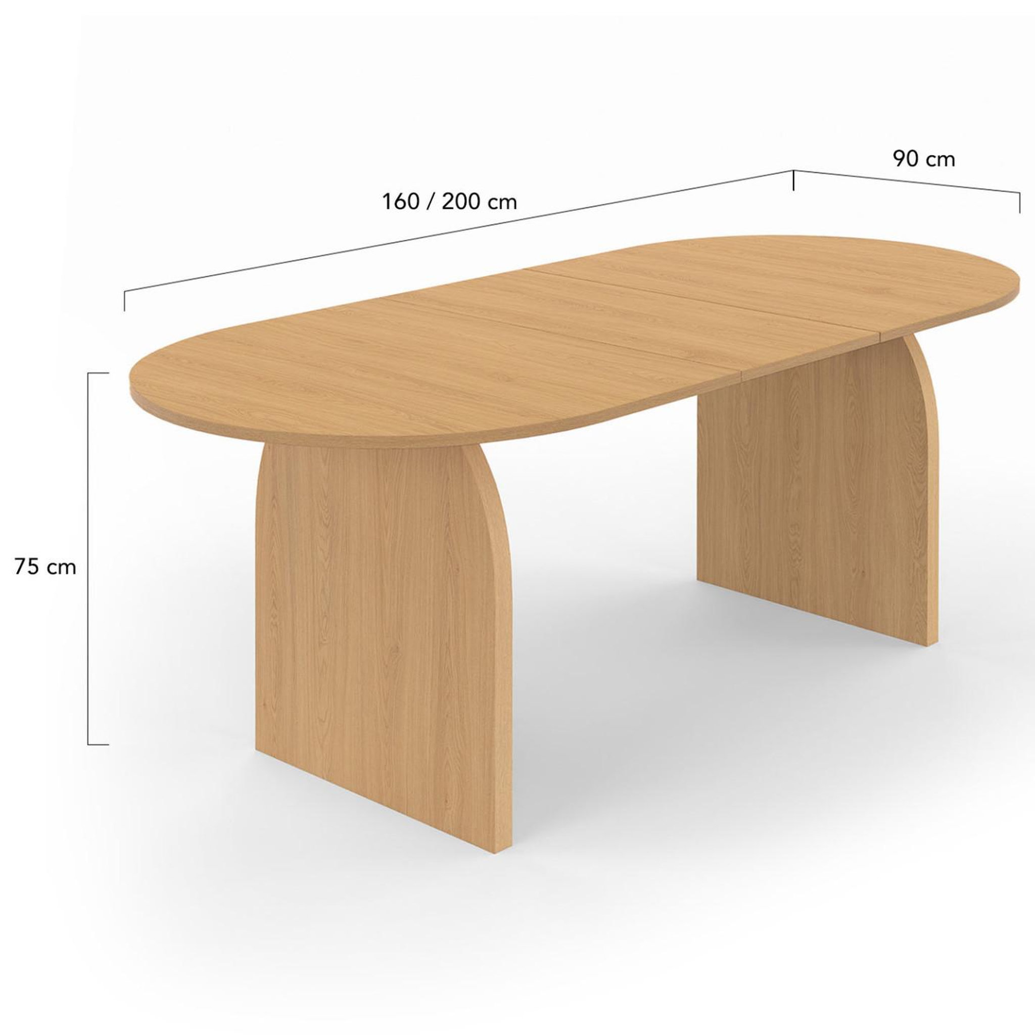 Voir la diapositive 5 : ID MARKET Table à manger extensible japandi ovale edith 6-10 personnes en bois façon hêtre 160 - 200 cm