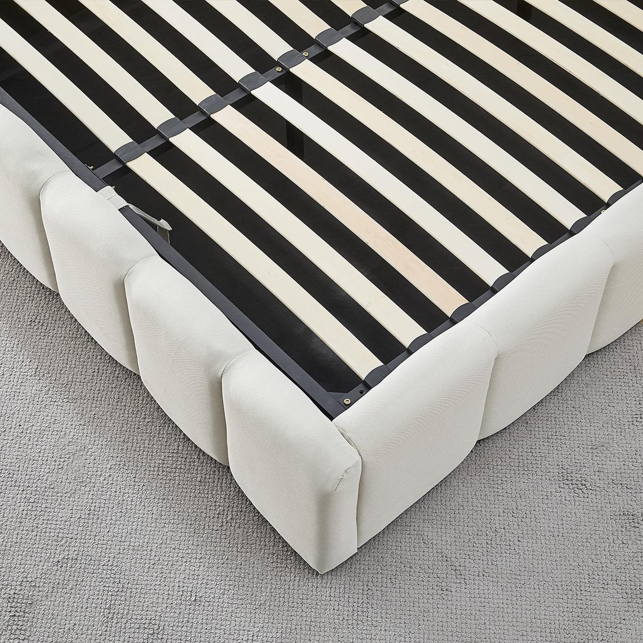 Voir la diapositive 5 : BELLECOUR Bellecour literie | lit coffre beige madeleine 2 places