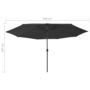 Voir la diapositive 6 : VIDAXL Parasol de jardin avec lumieres LED et mat en metal 400 cm noir