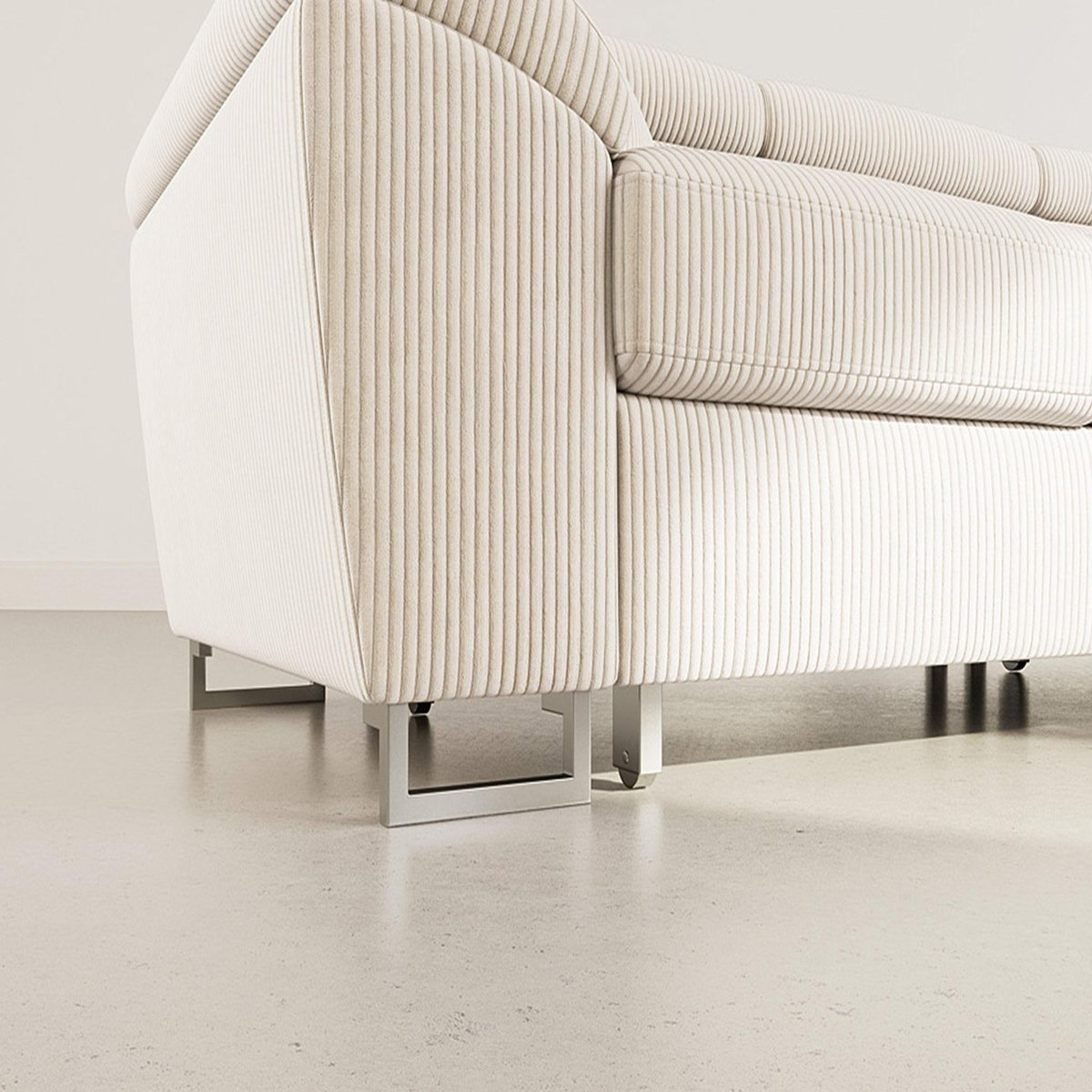 BEST MOBILIER Baoji - canapé d'angle droit 5 places convertible avec têtières et coffre en velours côtelé
