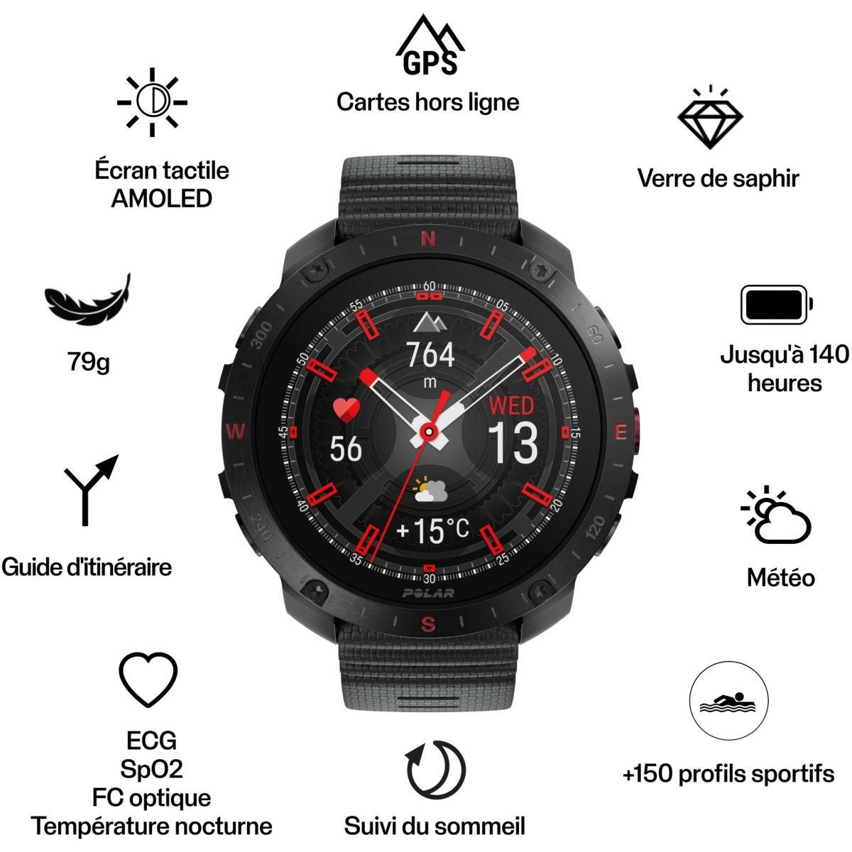 POLAR Montre sport GRIT X2 PRO Night Black S-L