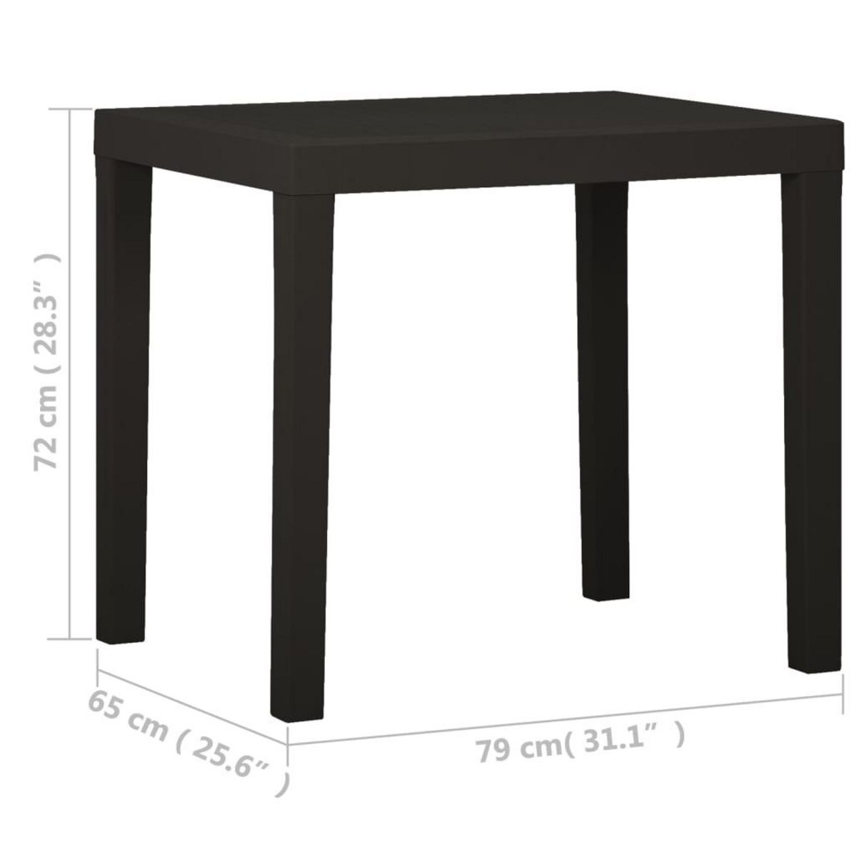 VIDAXL Table de jardin Anthracite 79x65x72 cm Plastique