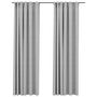 Voir la diapositive 2 : VIDAXL Rideaux occultants aspect lin avec crochets 2pcs Gris 140x225cm