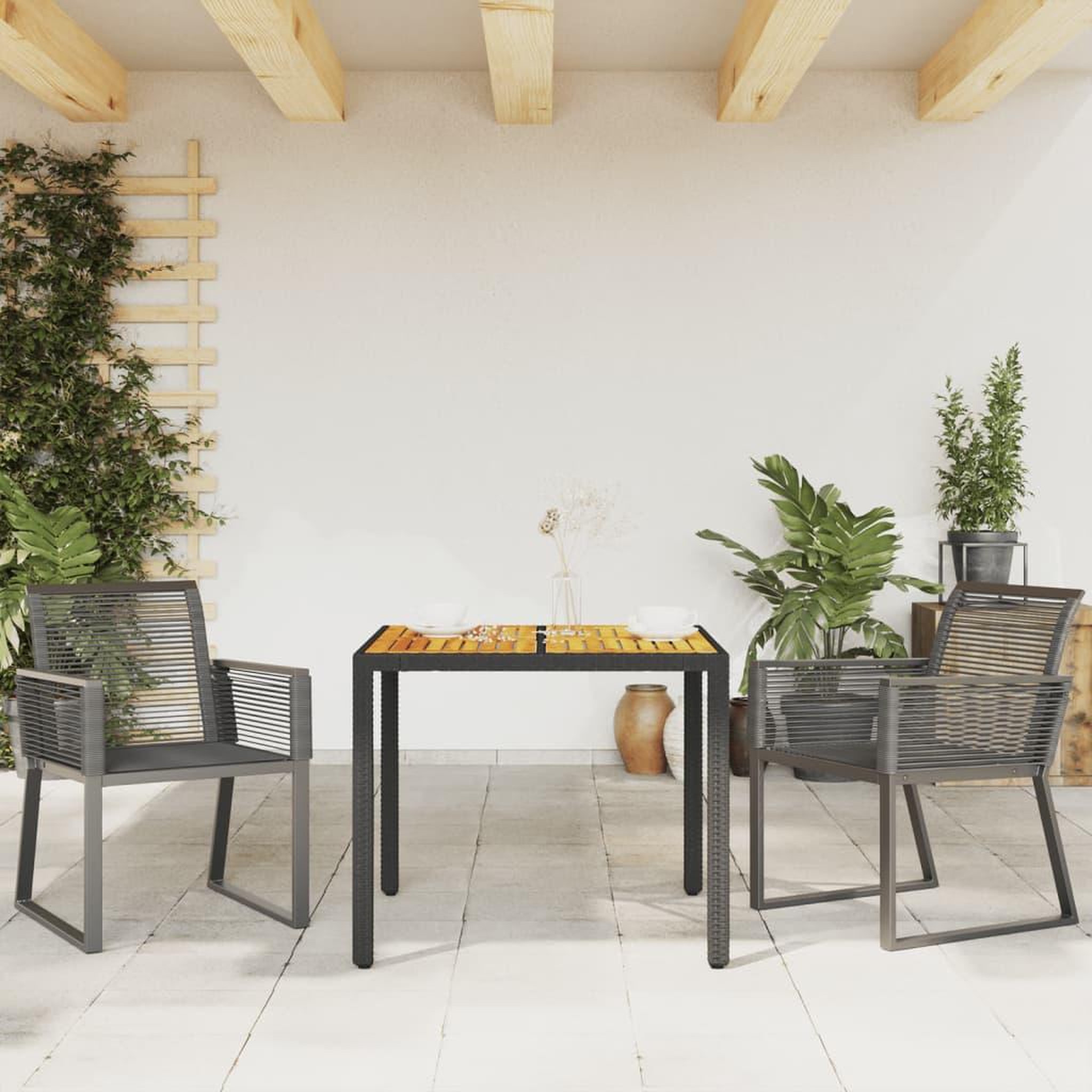 Voir la diapositive 3 : VIDAXL Chaises de jardin lot de 2 Noir Resine tressee