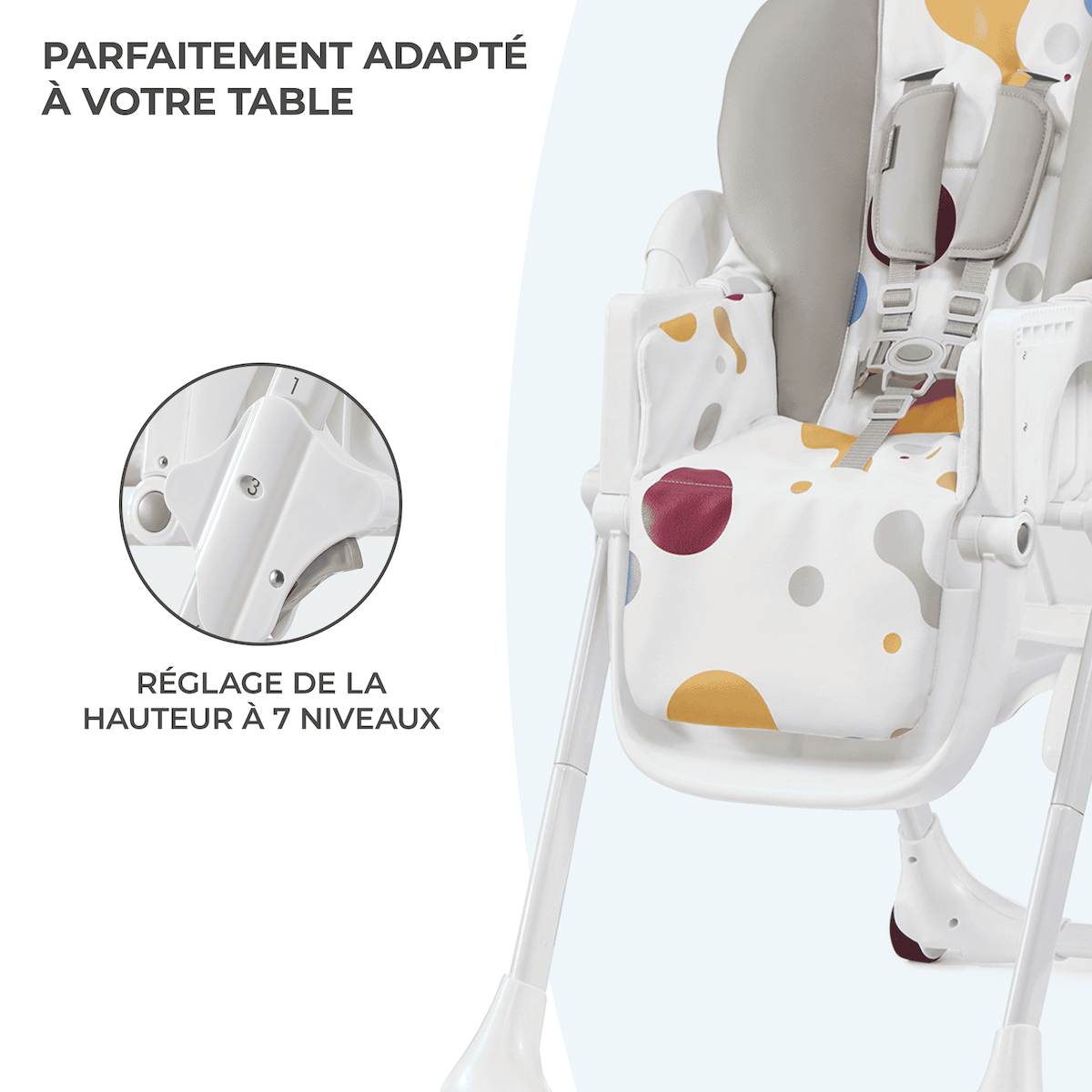 KINDERKRAFT Chaise haute bebe reglable pliante plateau amovib