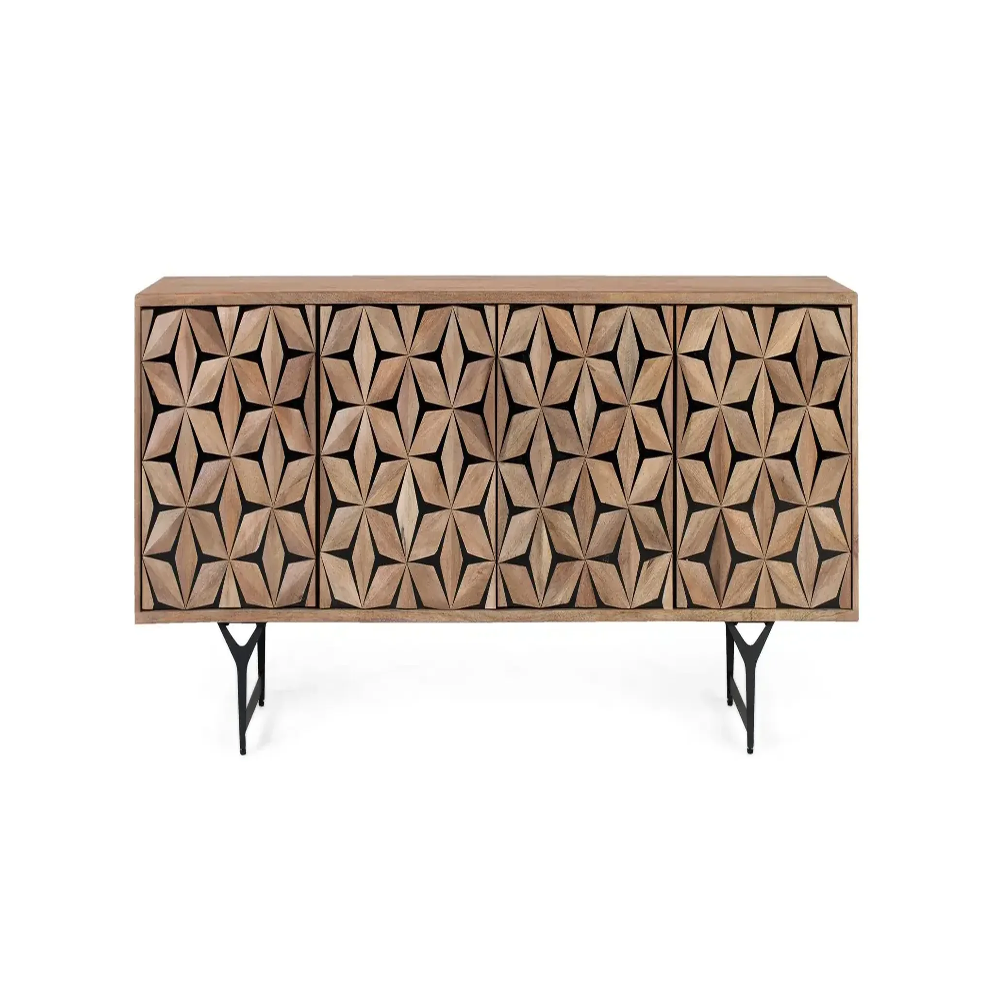 GINER Y COLOMER SL Meuble tv en bois de manguier 177 cm style contemporain géométrique