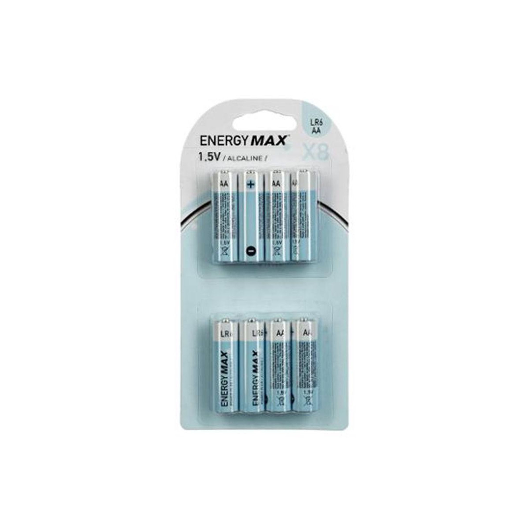 ENERGY MAX Lot de 8 Piles LR6  Alcaline  4cm Bleu