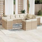 VIDAXL Salon de jardin avec coussins 12 pcs beige resine tressee