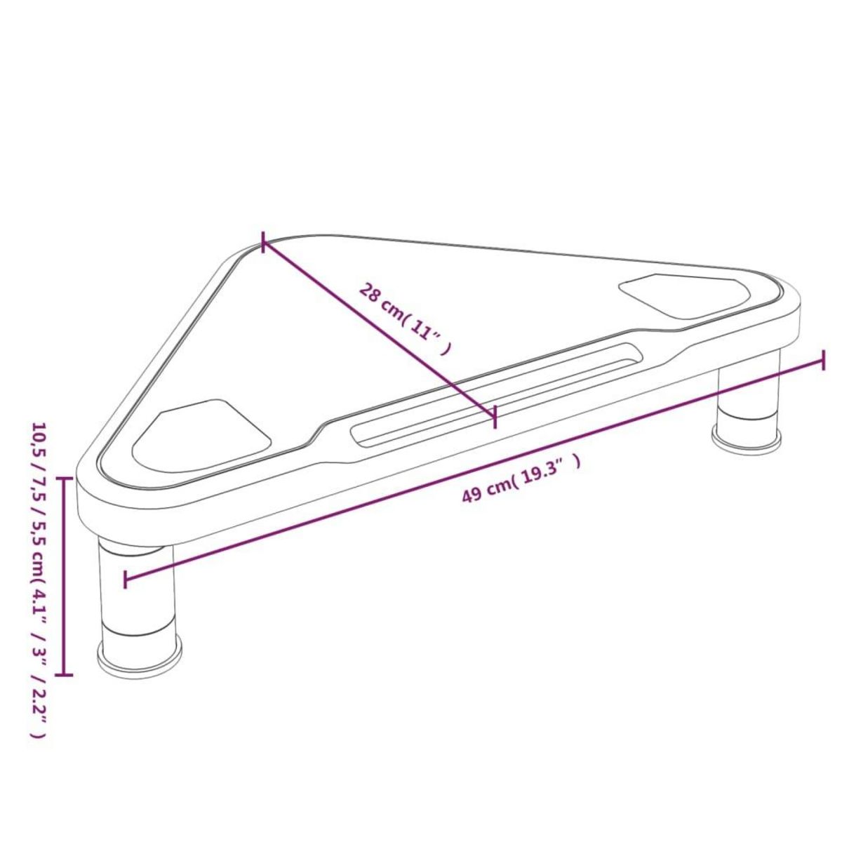 VIDAXL Support de moniteur d'angle Noir 49x28x10,5 cm