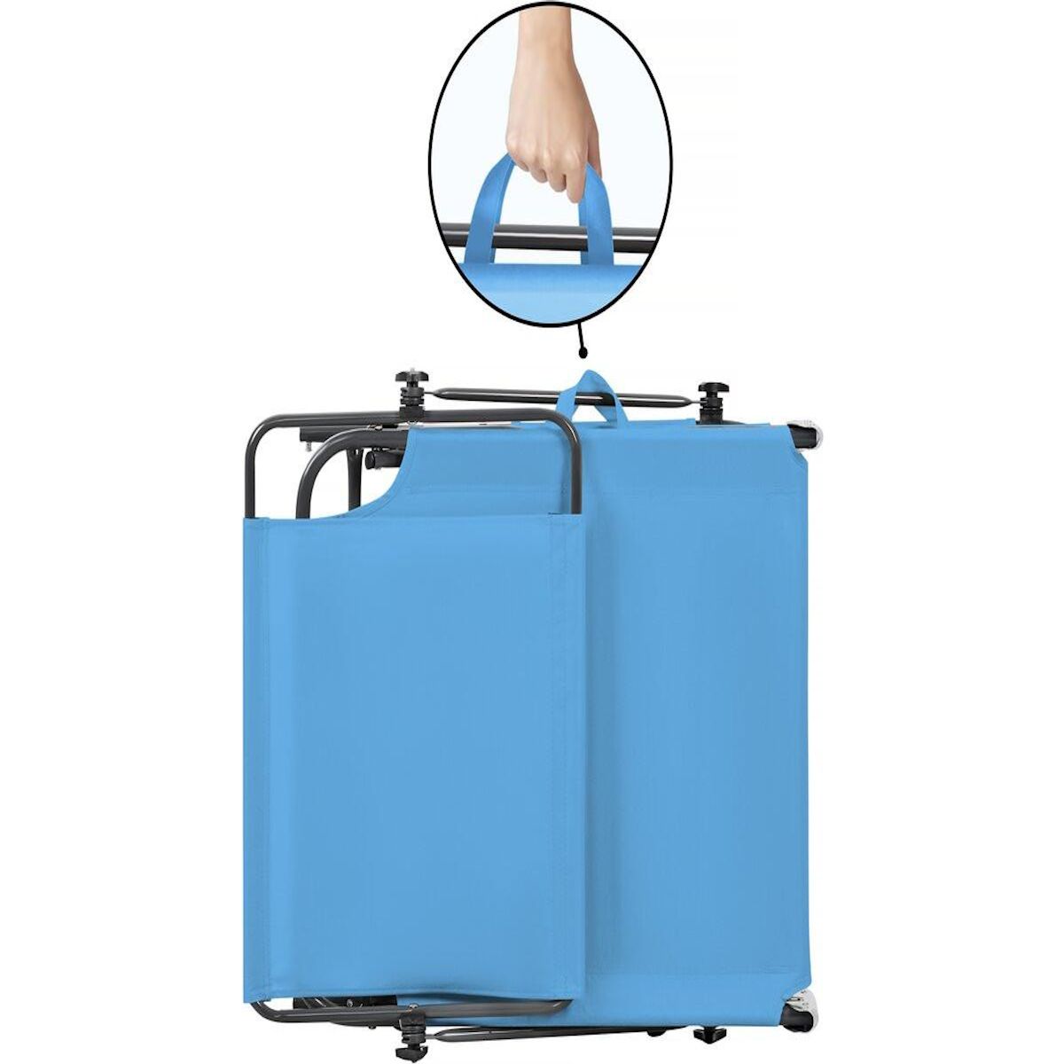 Habitat et Jardin Bain de soleil pliable  Lazy  - Avec pare soleil - Bleu