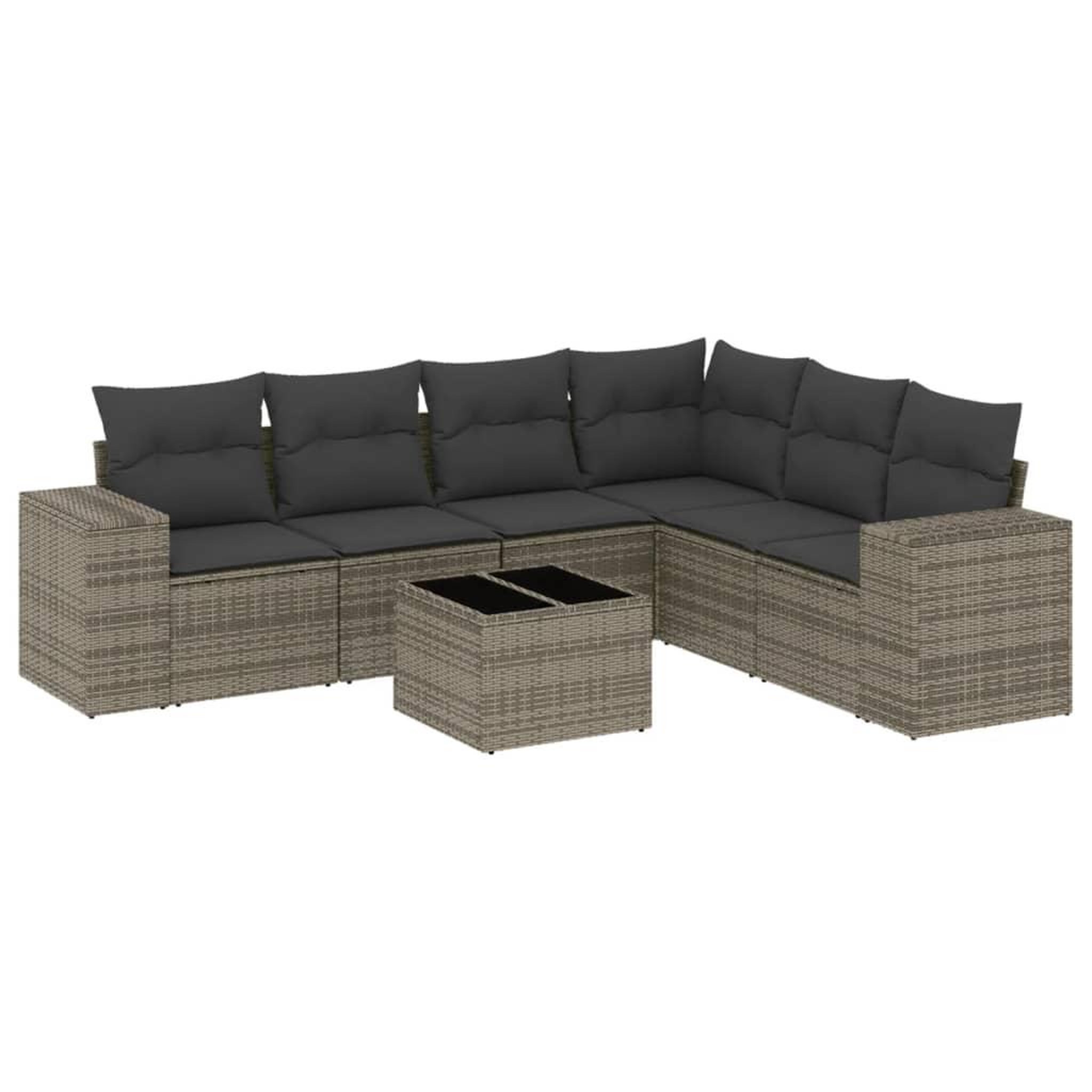 Voir la diapositive 2 : VIDAXL Salon de jardin avec coussins 7 pcs gris resine tressee