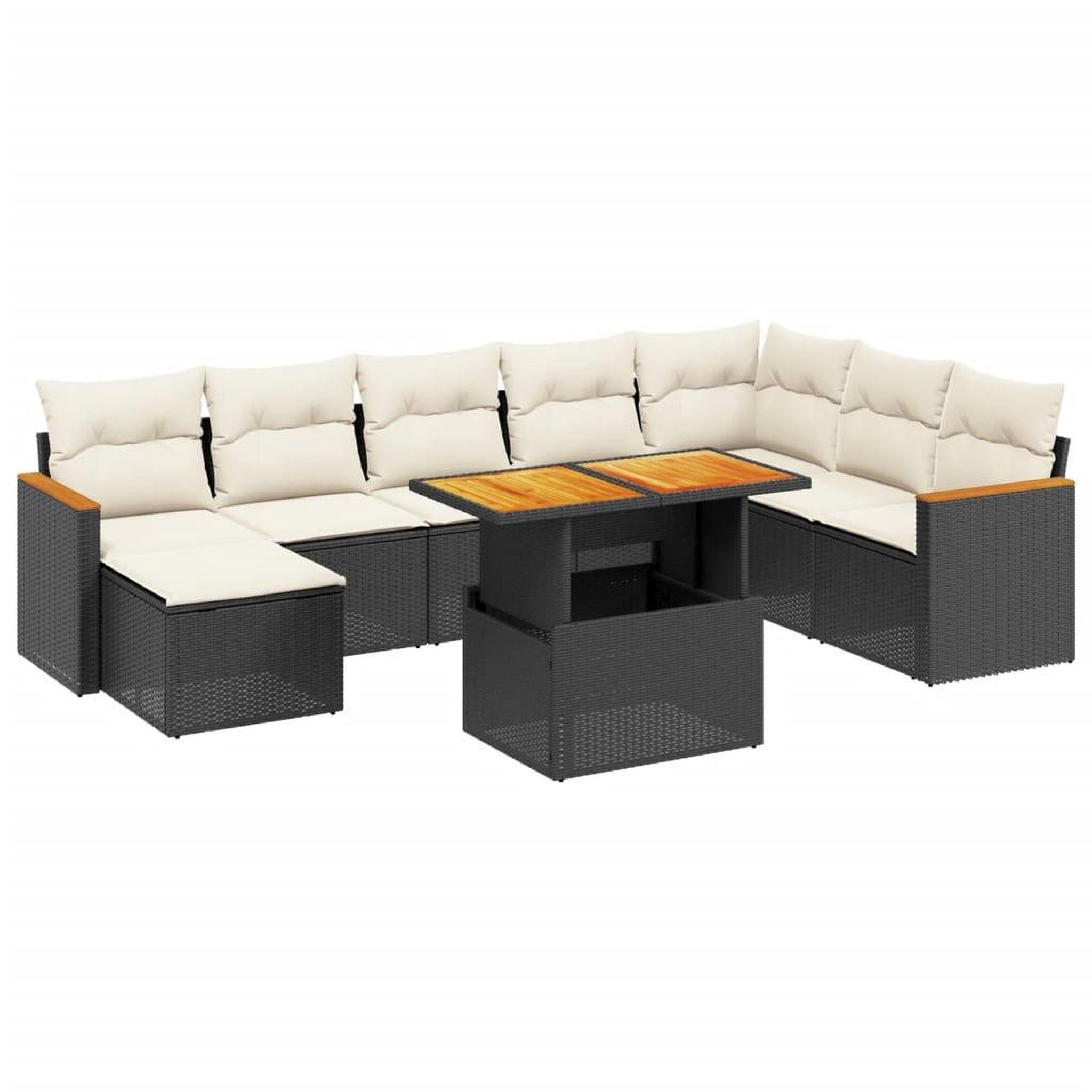 Voir la diapositive 2 : VIDAXL Salon de jardin 9 pcs avec coussins noir resine tressee
