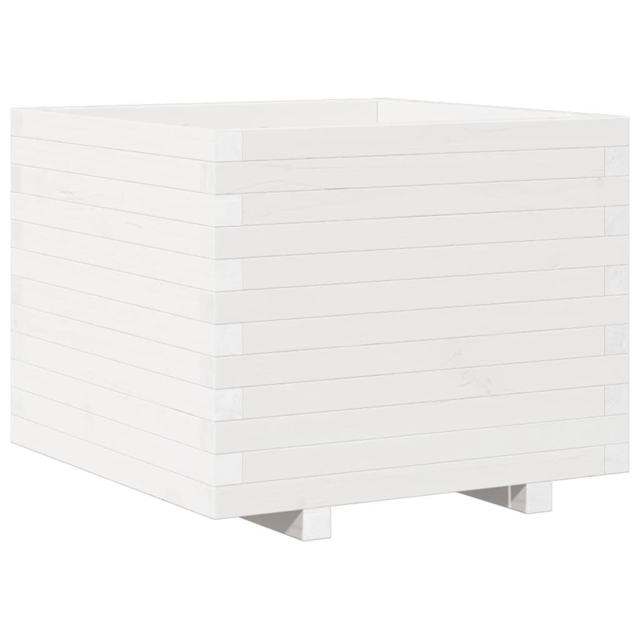 Voir la diapositive 2 : VIDAXL Jardiniere blanc 60x60x49,5 cm bois de pin massif