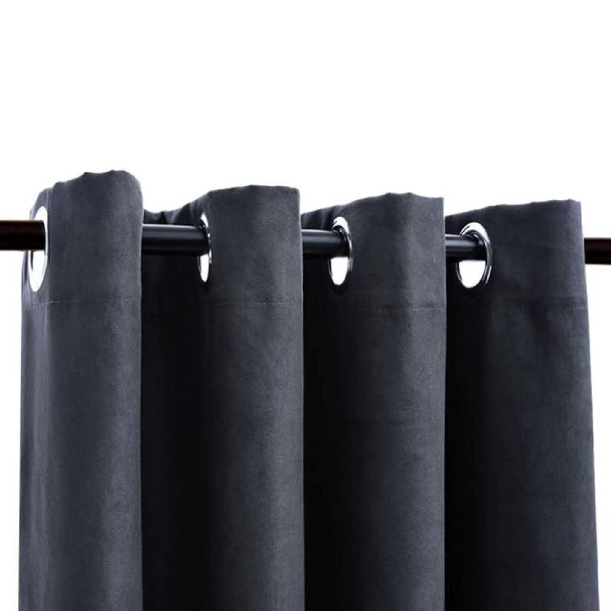 Voir la diapositive 3 : VIDAXL Rideaux occultants avec anneaux Metal 2pcs Anthracite 140x175cm