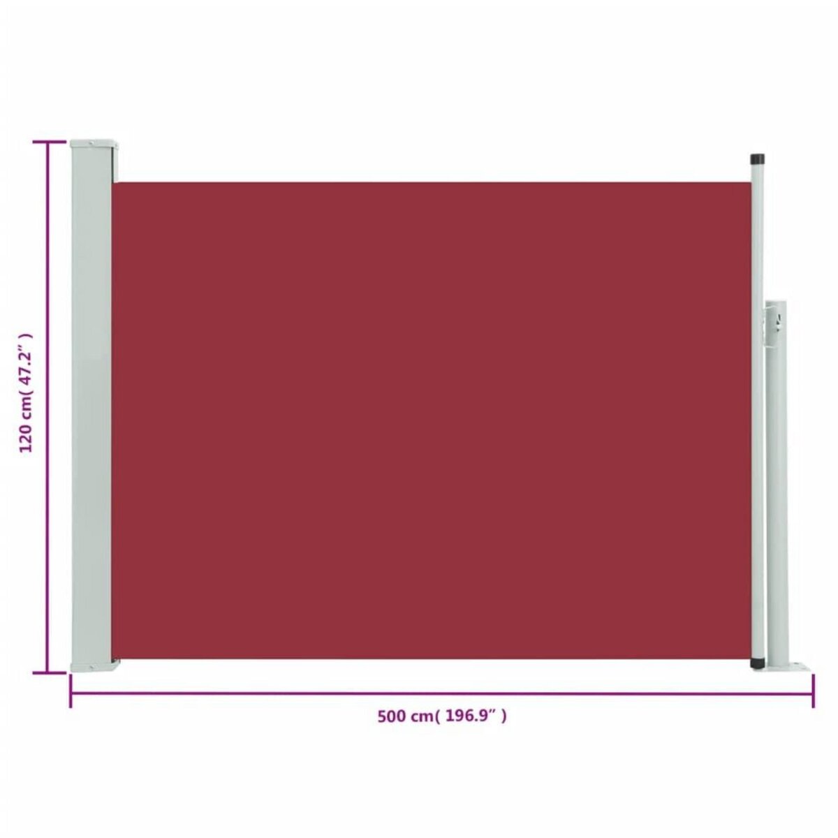 VIDAXL Auvent lateral retractable de patio 120x500 cm Rouge