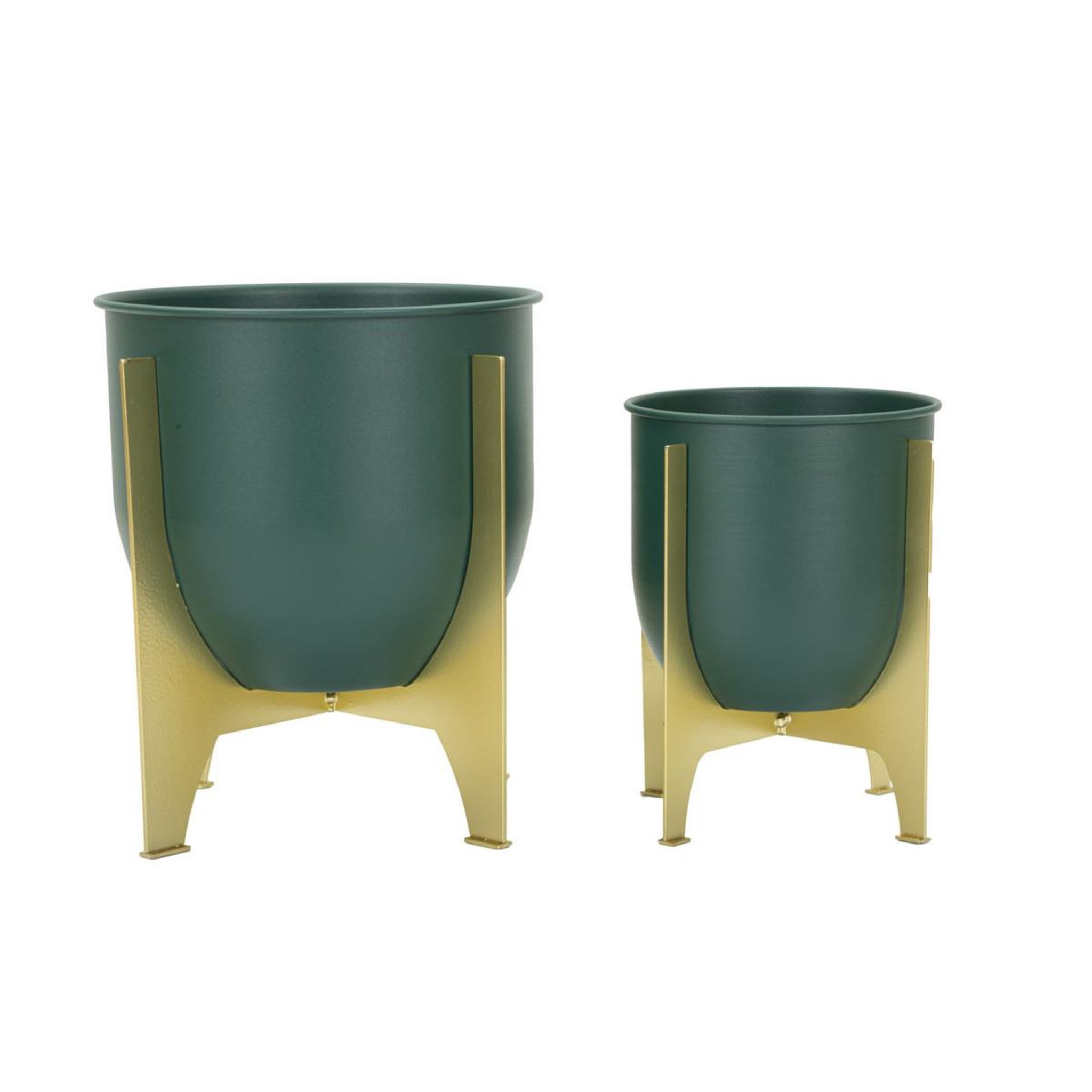 Voir la diapositive 2 : Paris Prix Lot de 2 cache-pots design  grent  26cm vert & or