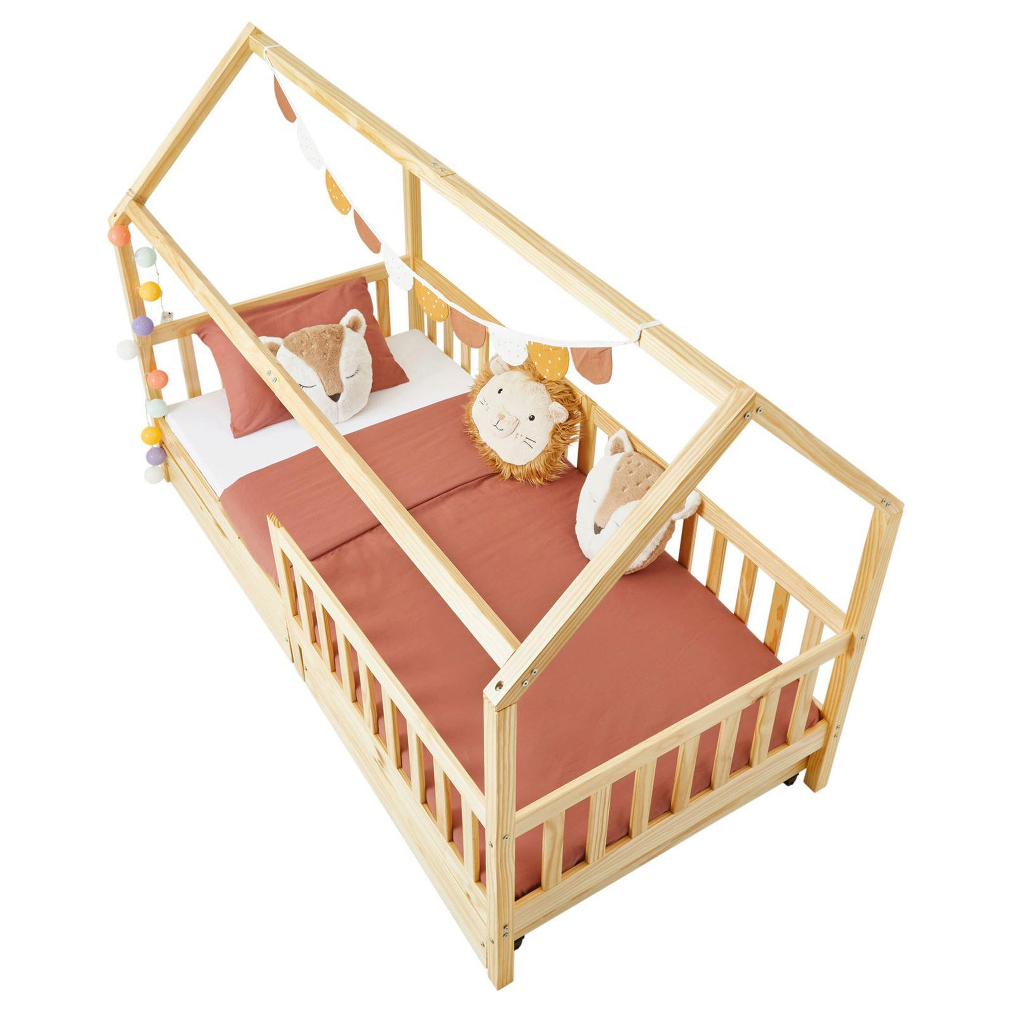 Voir la diapositive 5 : IDIMEX Lit cabane nuna avec tiroirs, 90 x 200 cm en pin massif