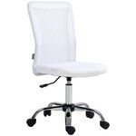 VINSETTO Vinsetto Chaise de bureau ergonomique hauteur réglable piètement chromé pivotant 360° revêtement blanc