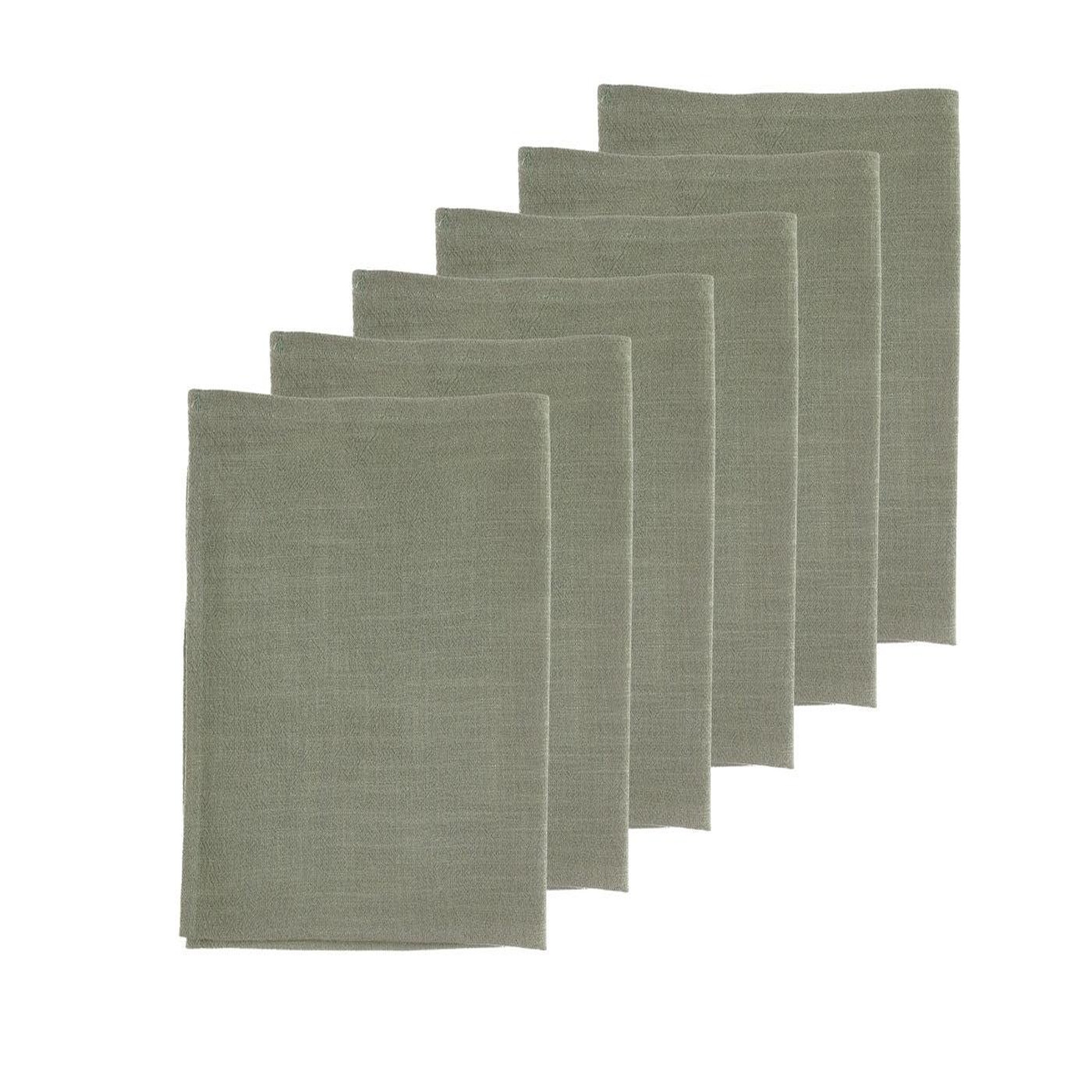 BJORN Serviette de table - 6 pièces - lin et coton vert de gris
