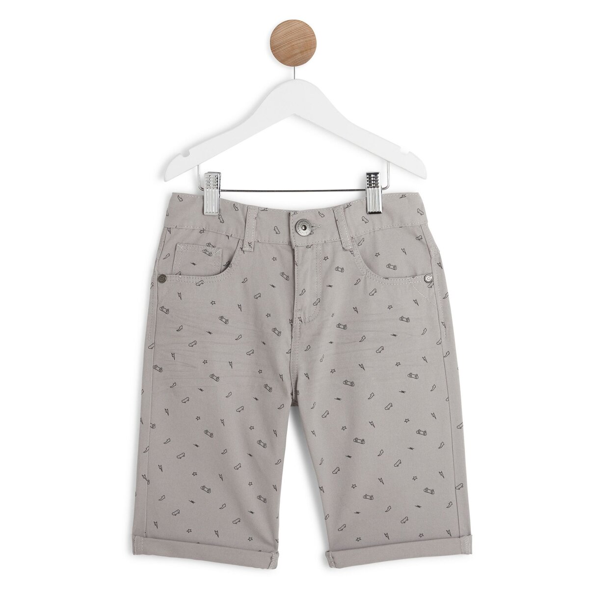 INEXTENSO Bermuda gris en coton gar on pas cher Auchan