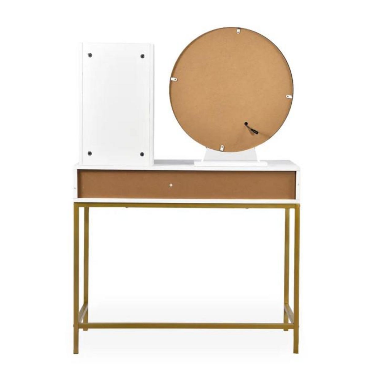 Paris Prix Coiffeuse Avec Miroir Lumineux  Essie  125cm Blanc & Or