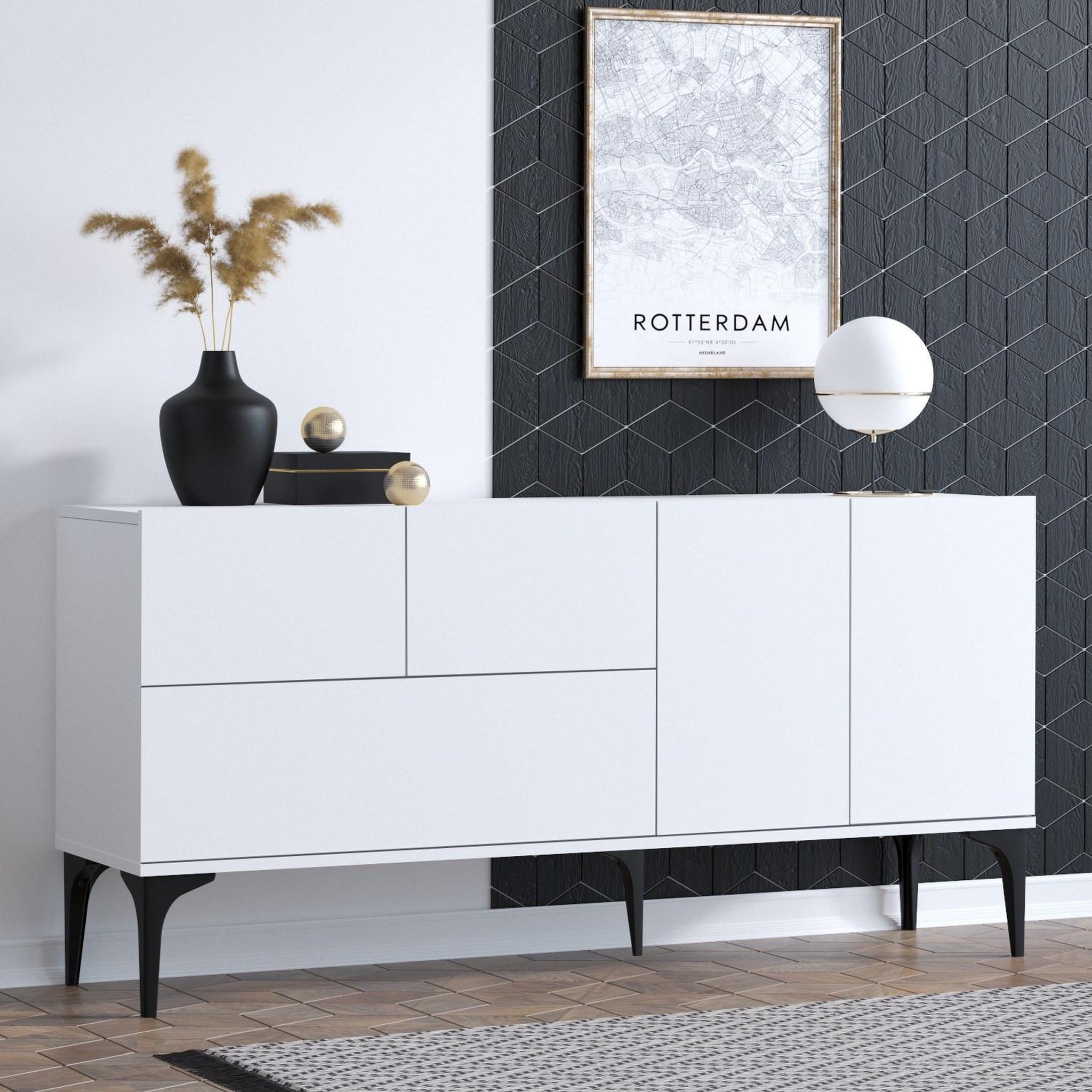 Voir la diapositive 3 : Habitat et Jardin Buffet en bois  ginny  - 150 x 35 x 75 cm - blanc