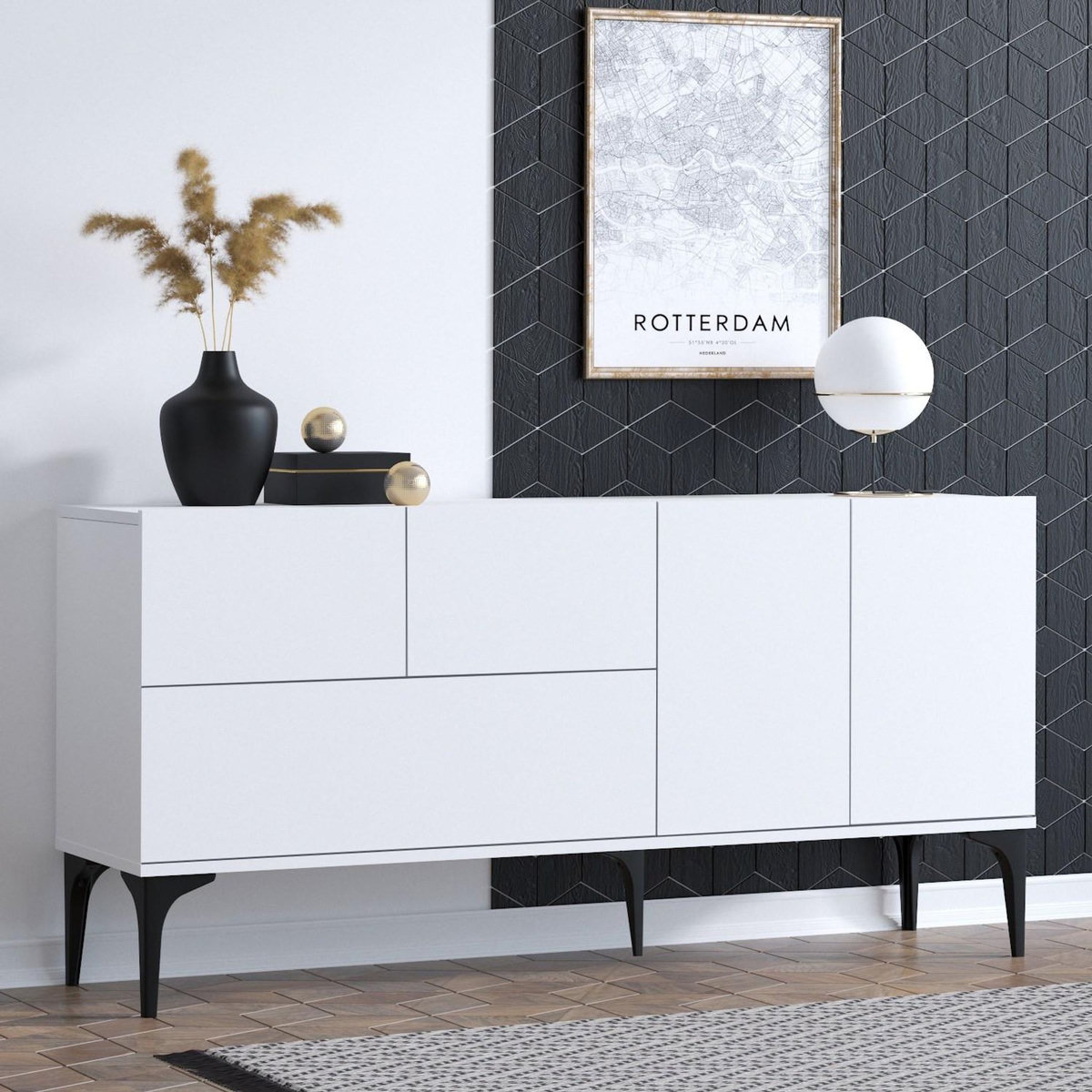 Habitat et Jardin Buffet en bois  Ginny  - 150 x 35 x 75 cm - Blanc