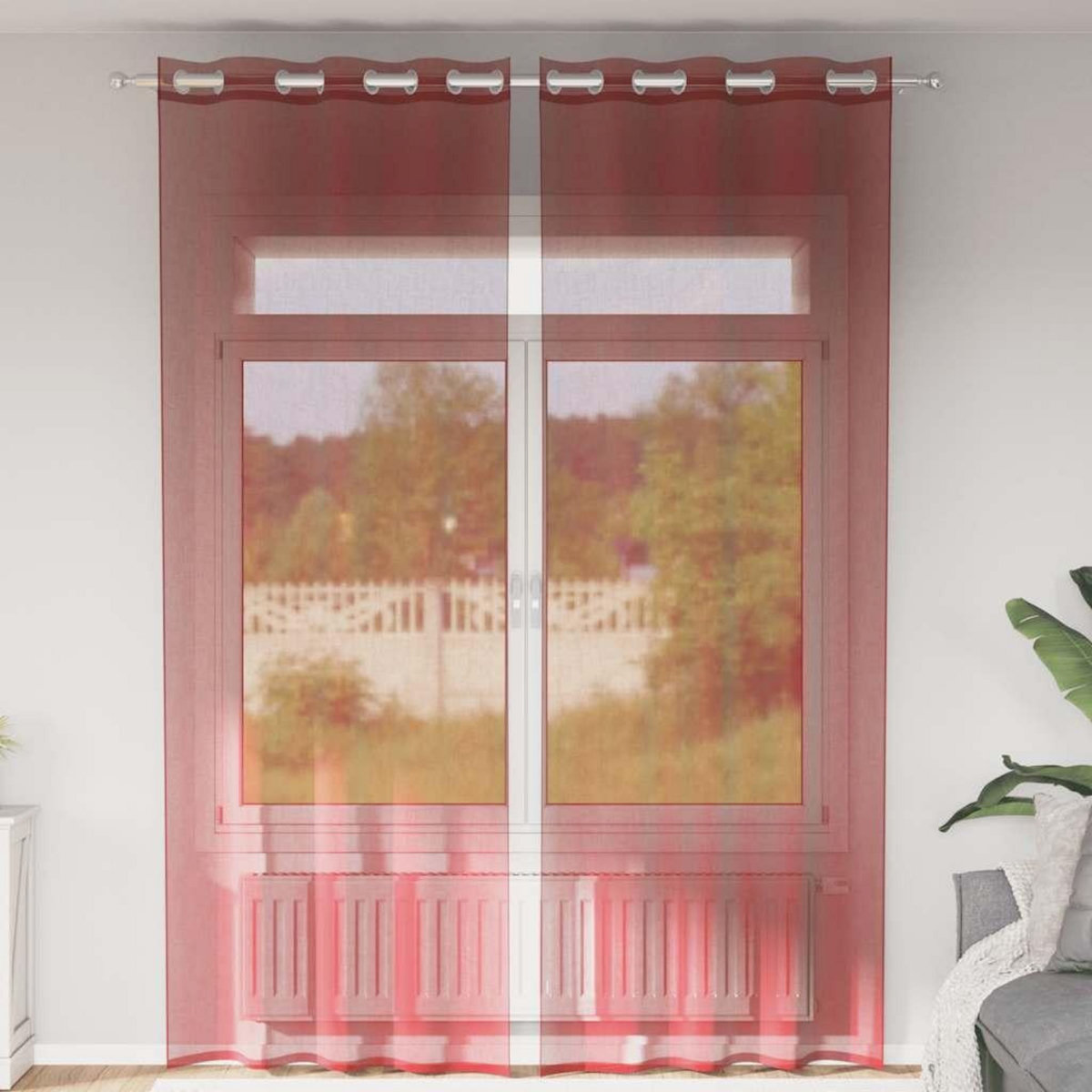 VIDAXL Rideaux en voile avec œillets 2 pcs rouge bordeaux