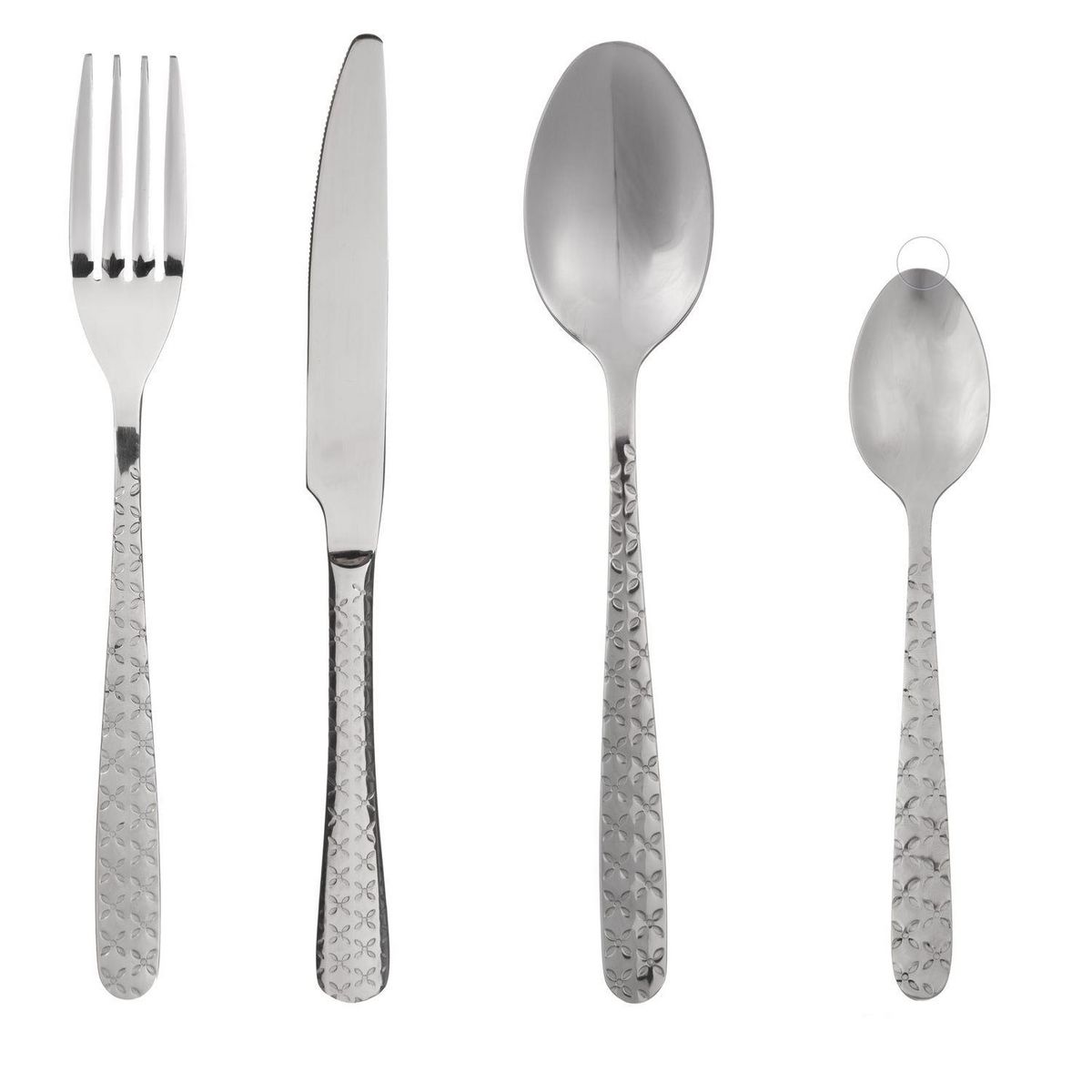 TOILINUX Lot de 2 Ménagères Flora en Acier Inoxydable - 48 Couverts - Argent