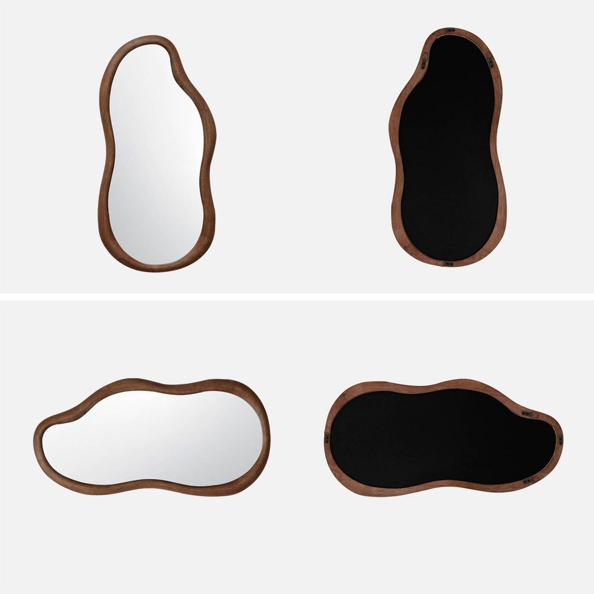 SWEEEK Miroir organique AUSTIN en bois d'hévéa, couleur noyer, 3 tailles différentes