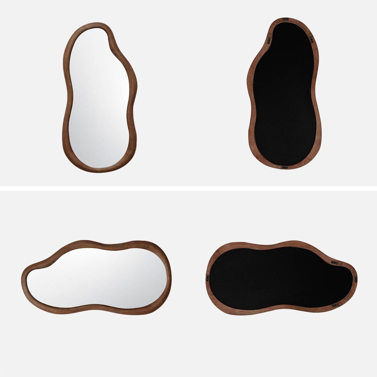 SWEEEK Miroir organique AUSTIN en bois d'hévéa, couleur noyer, 3 tailles différentes