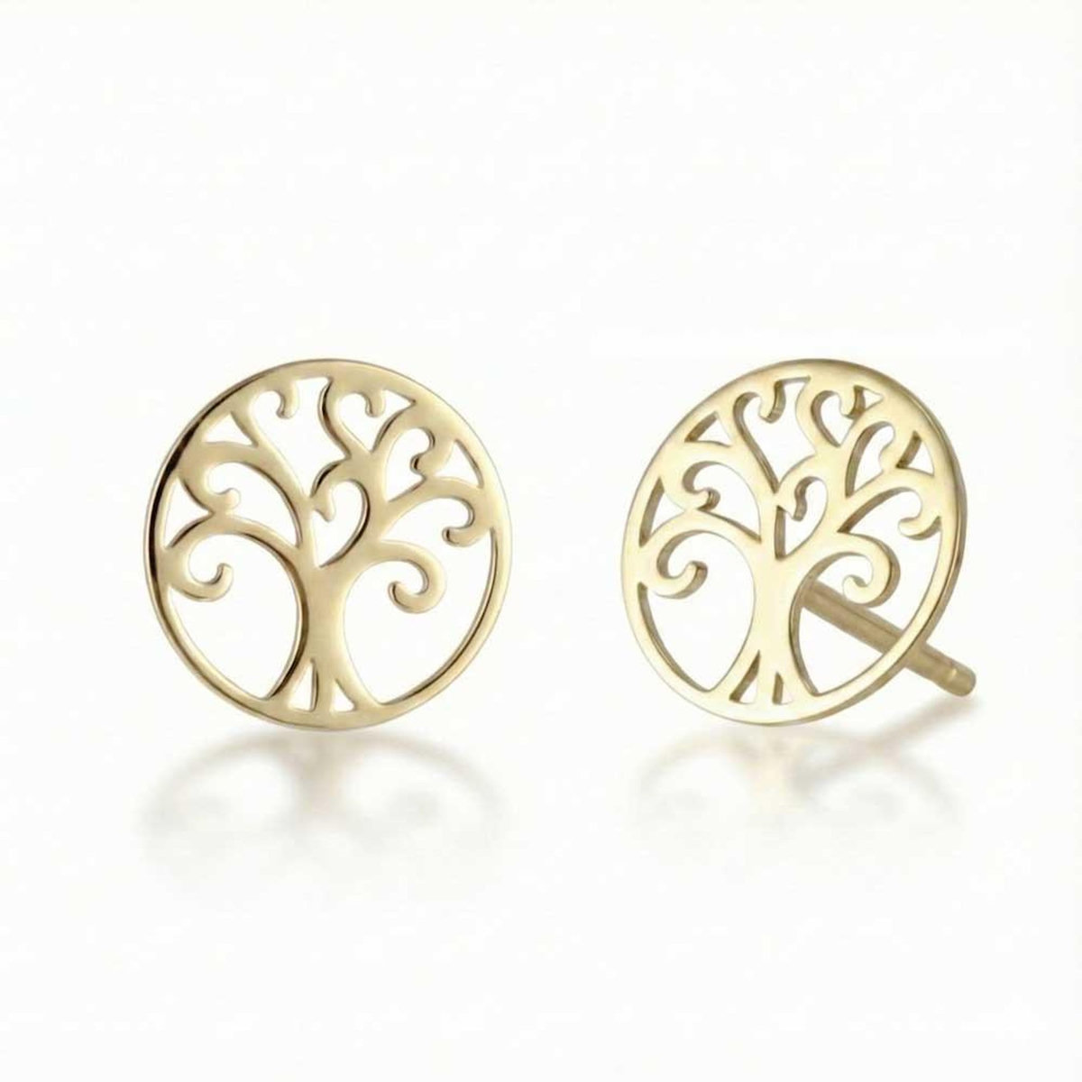 L'ATELIER D'AZUR Boucles d'Oreilles Or Jaune - Puces Motif Arbre de Vie