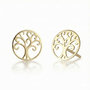 Voir la diapositive 2 : L'ATELIER D'AZUR Boucles d'Oreilles Or Jaune - Puces Motif Arbre de Vie