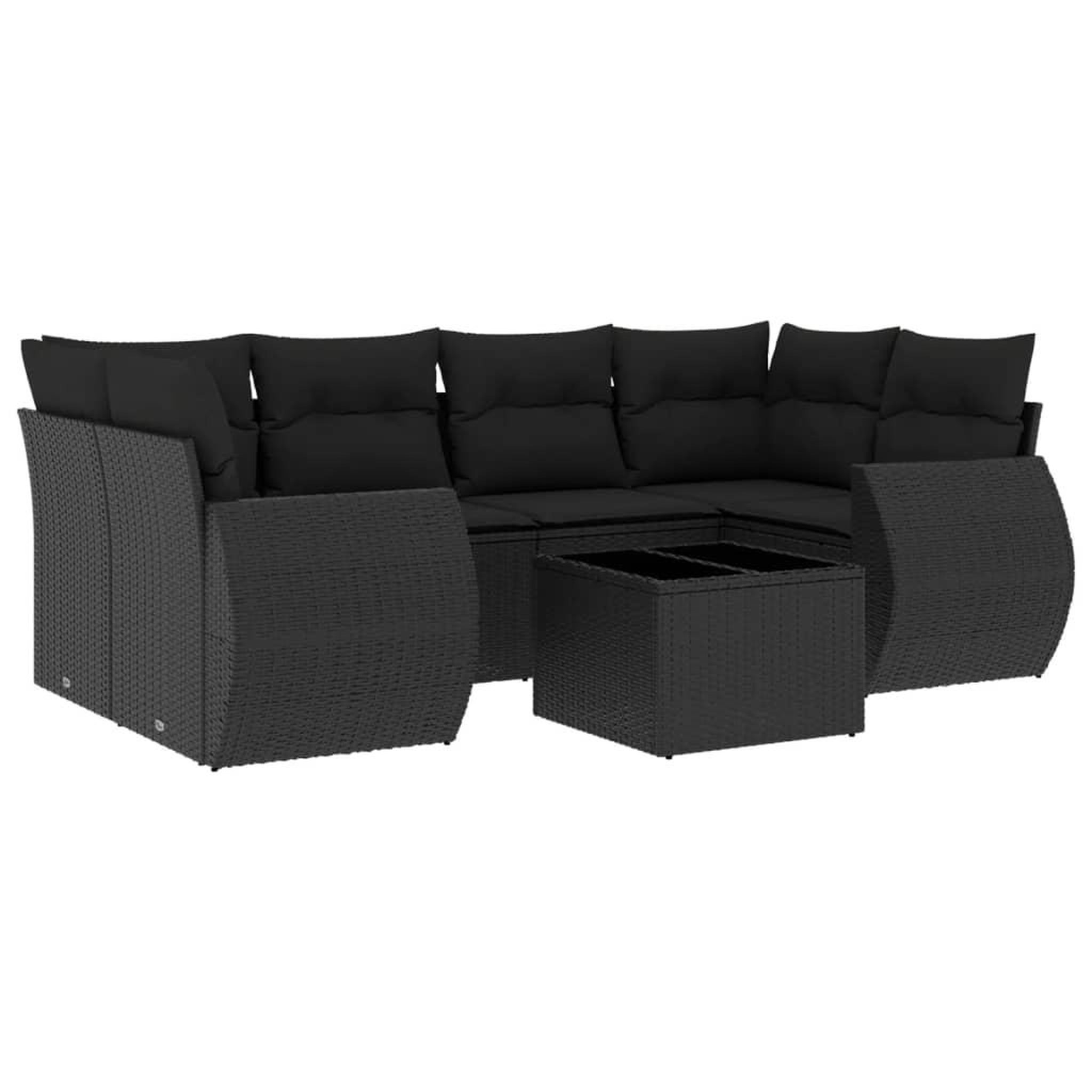 Voir la diapositive 2 : VIDAXL Salon de jardin 7 pcs avec coussins noir resine tressee