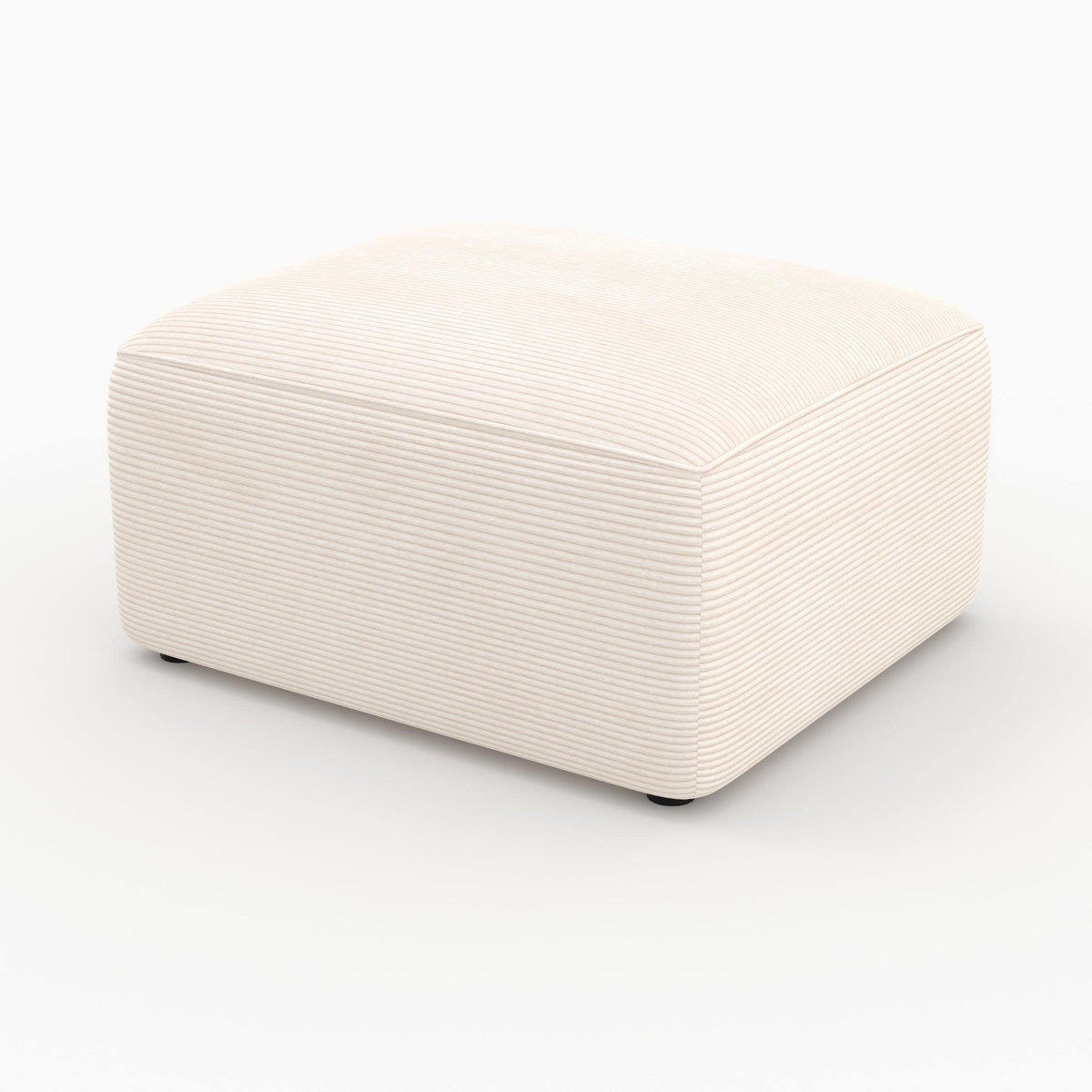 Rendez vous déco Pouf rectangulaire pour canapé modulable en velours blanc cassé-Mina