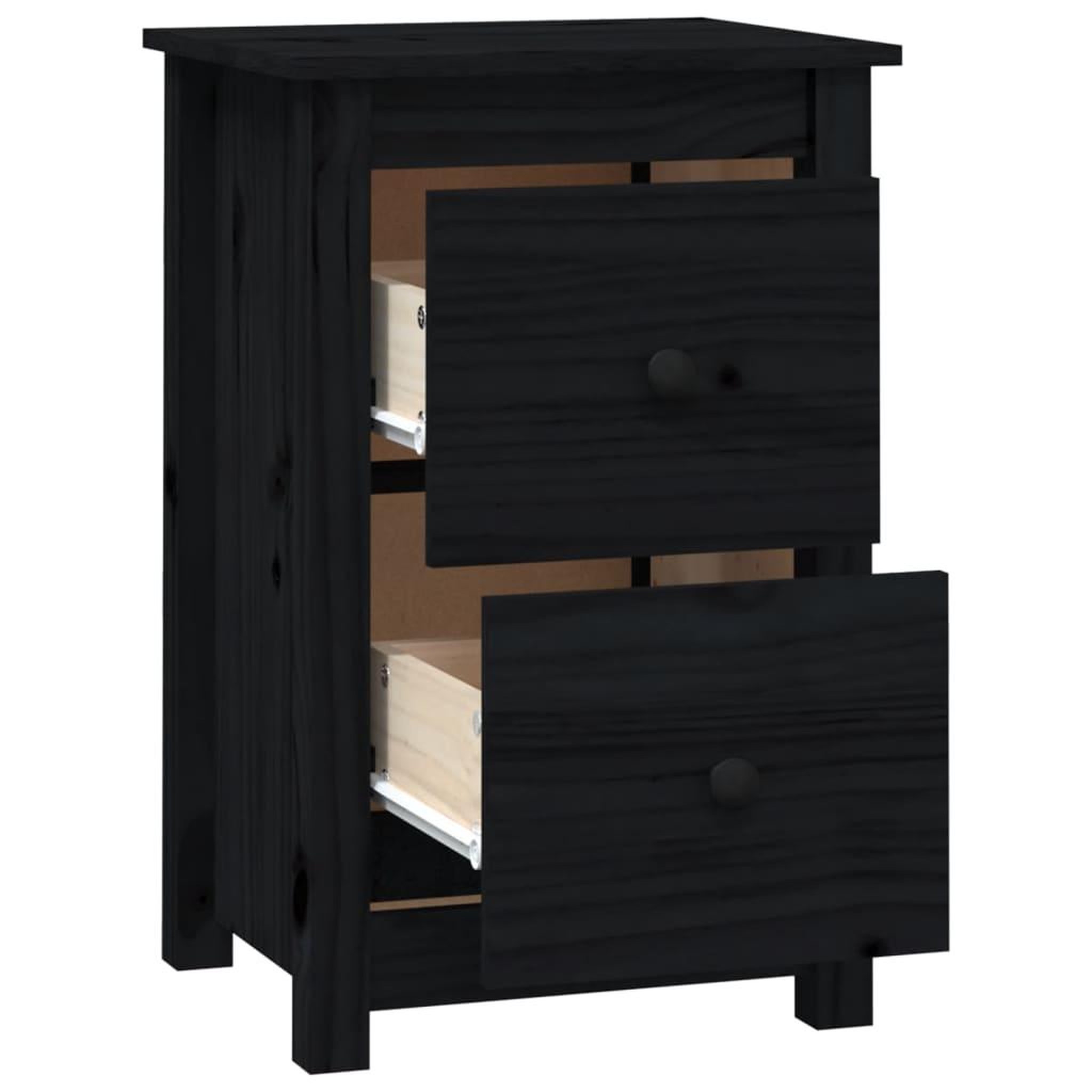 Voir la diapositive 4 : VIDAXL Table de chevet Noir 40x35x61,5 cm Bois de pin massif
